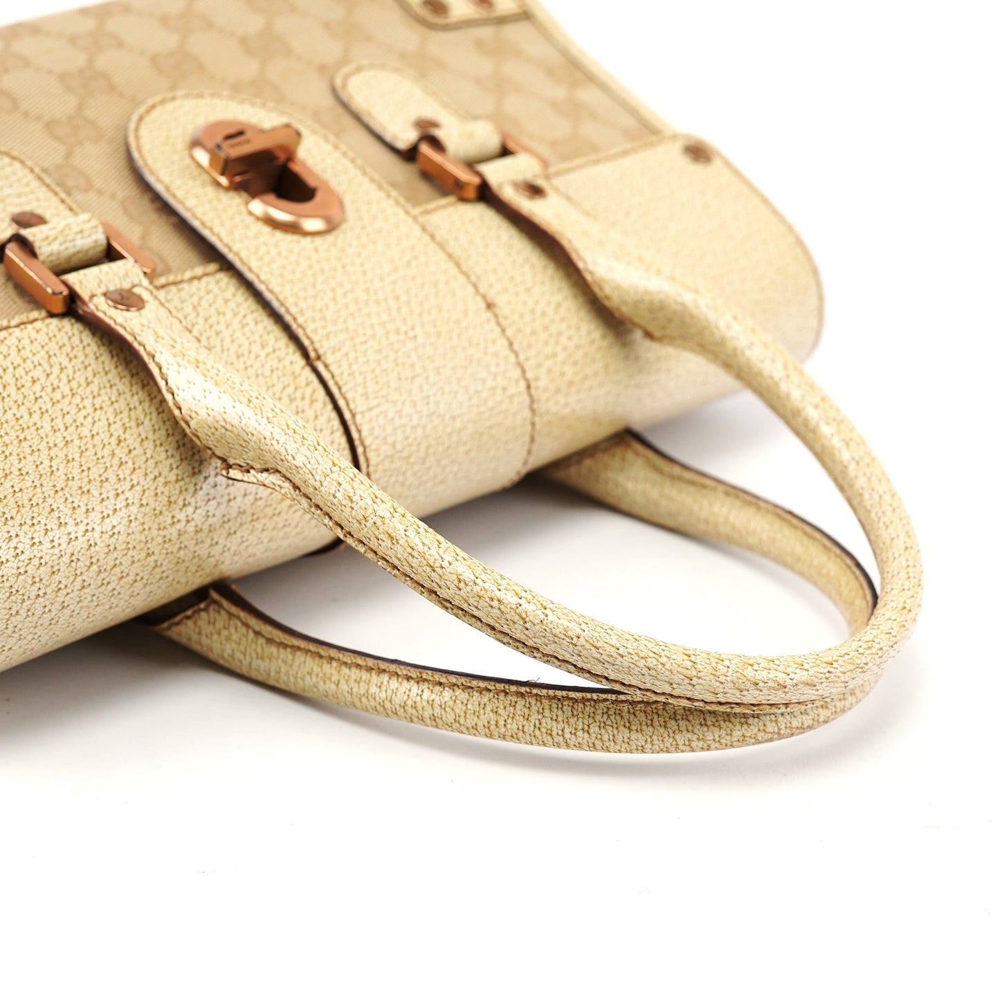 Beige White GG Turnlock Tote Bag