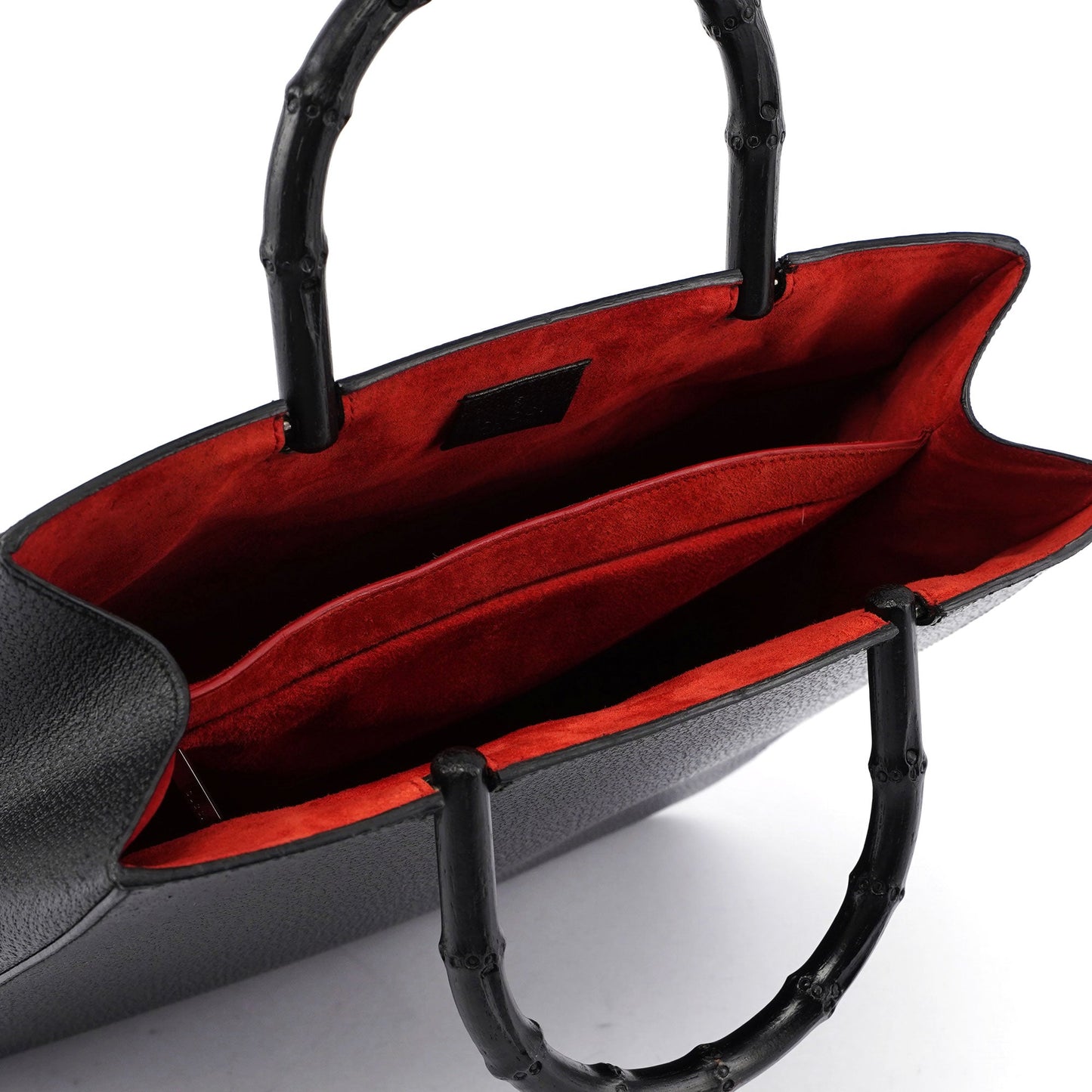 Black Bamboo Tote Red Int