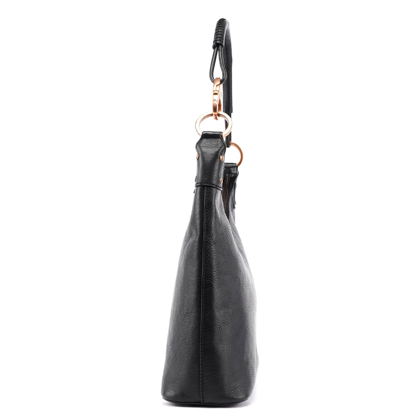 Black Buffalo Leather Hobo Shoulder Bag