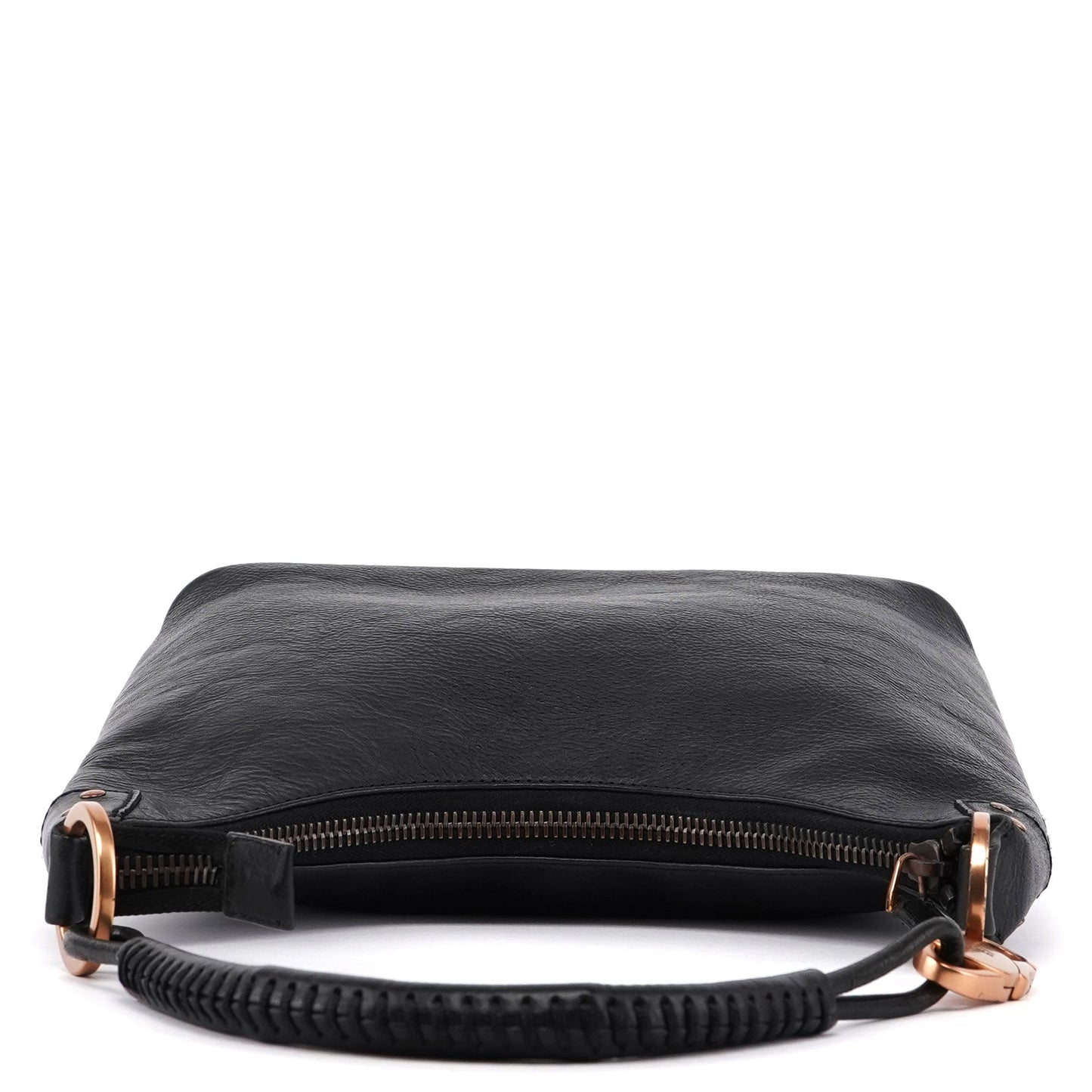 Black Buffalo Leather Hobo Shoulder Bag