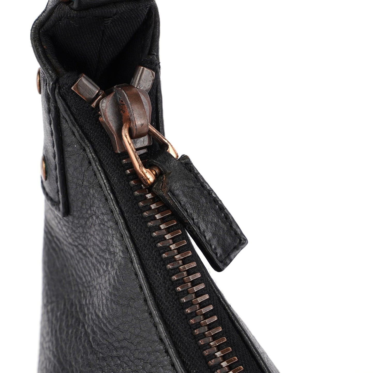 Black Buffalo Leather Hobo Shoulder Bag