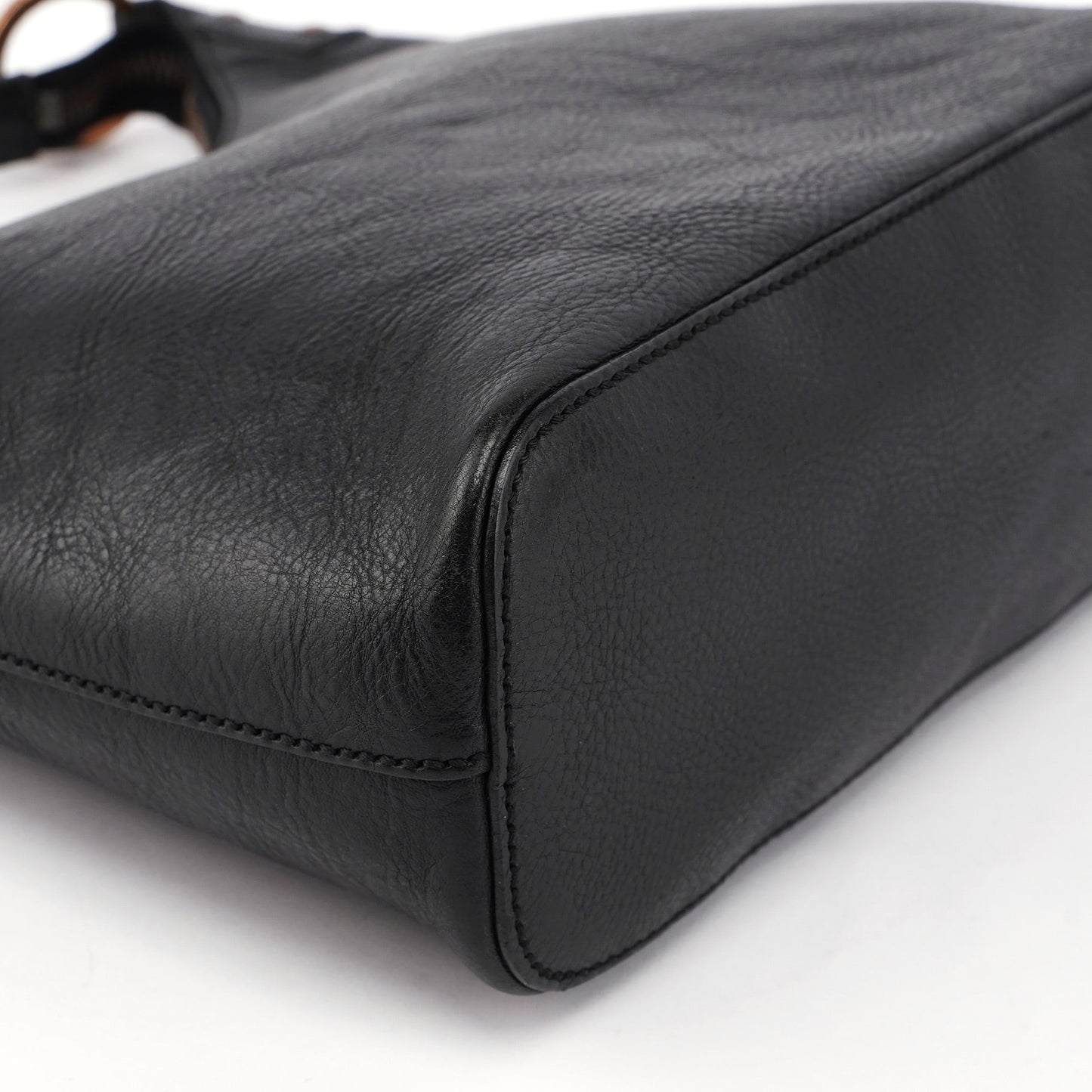 Black Buffalo Leather Hobo Shoulder Bag