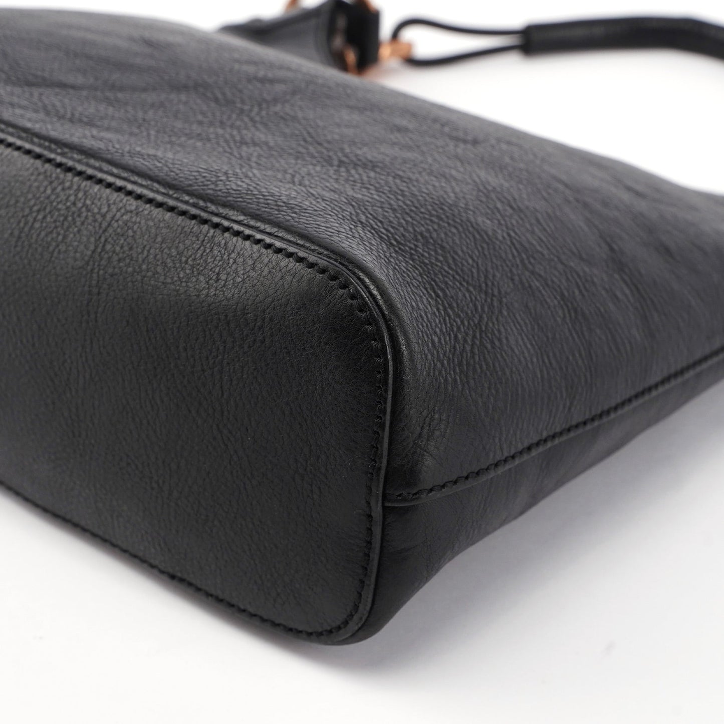 Black Buffalo Leather Hobo Shoulder Bag