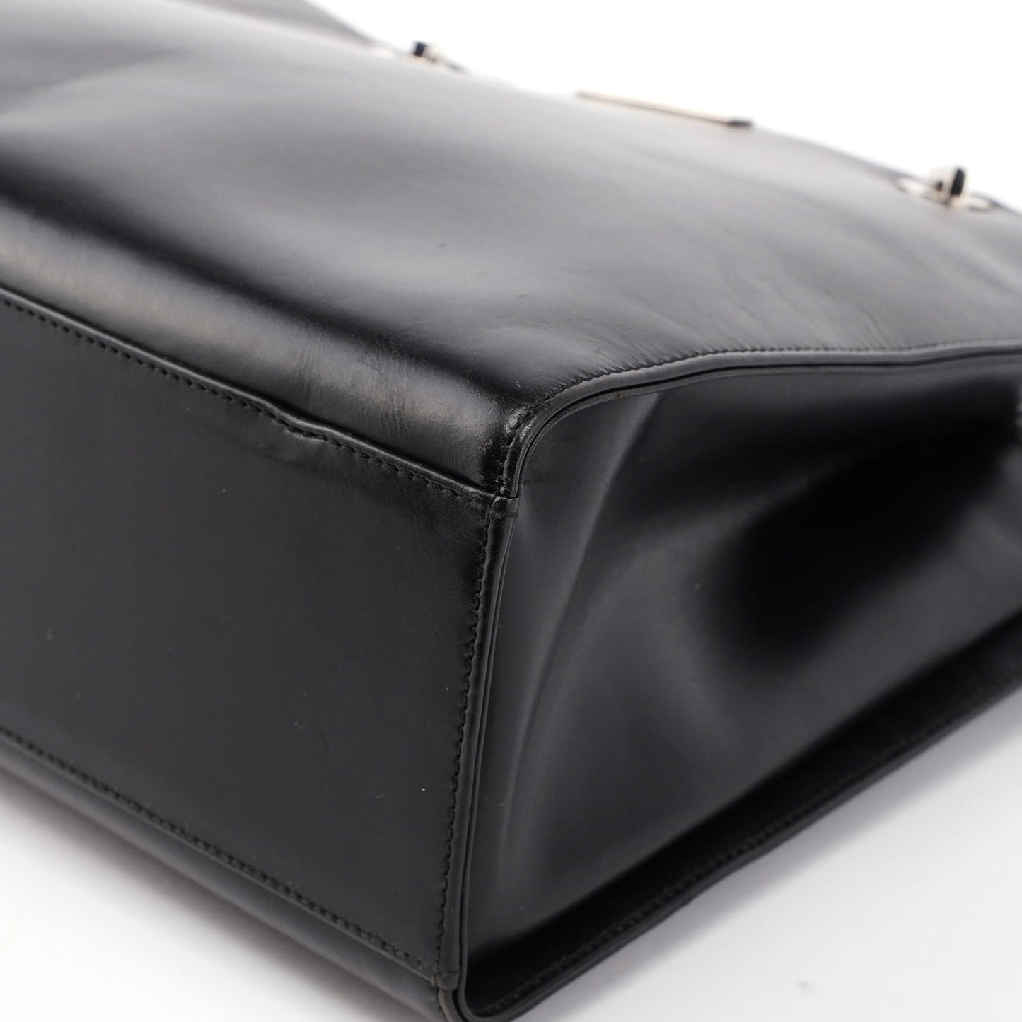 Black Calfskin Bamboo 2-Way Tote