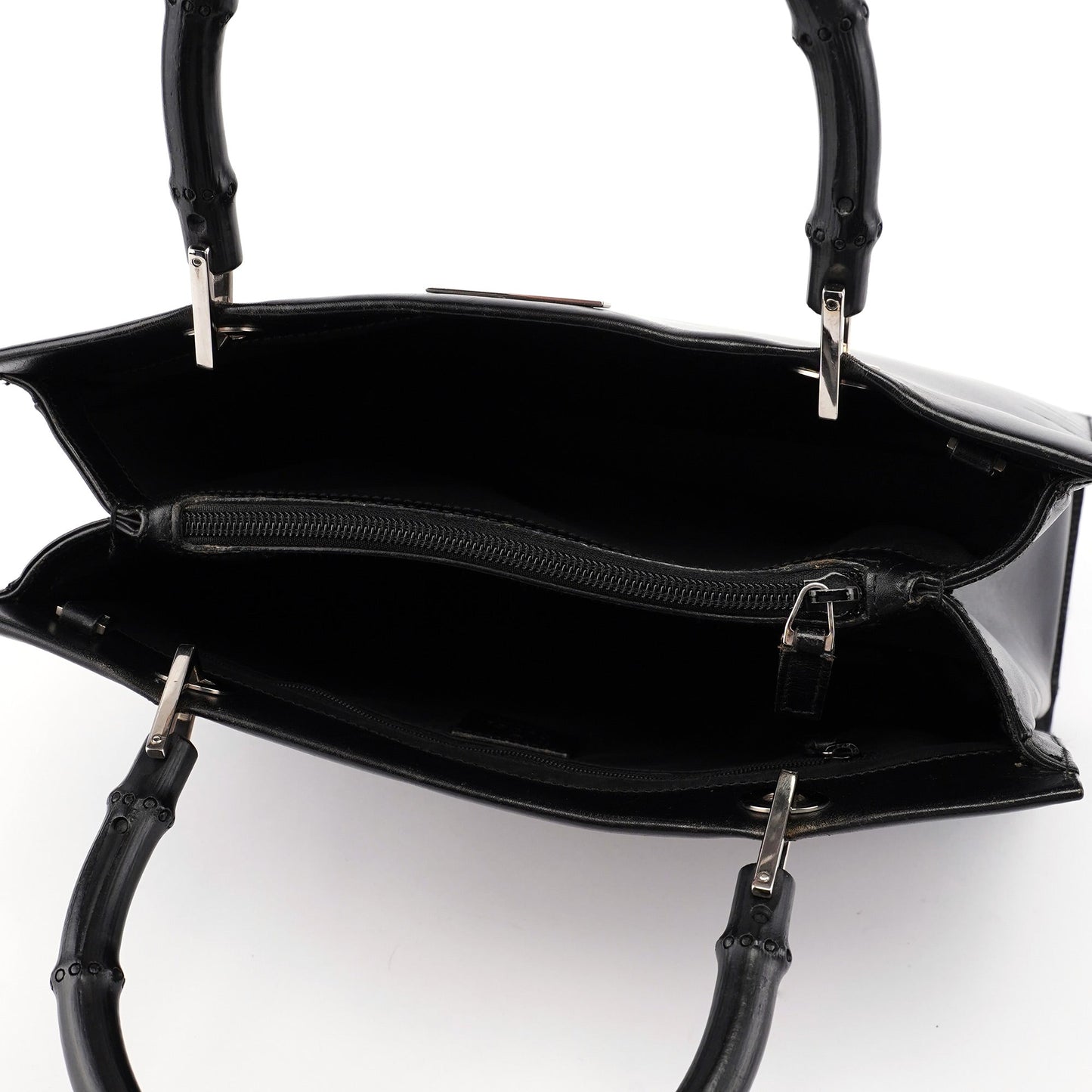 Black Calfskin Bamboo 2-Way Tote