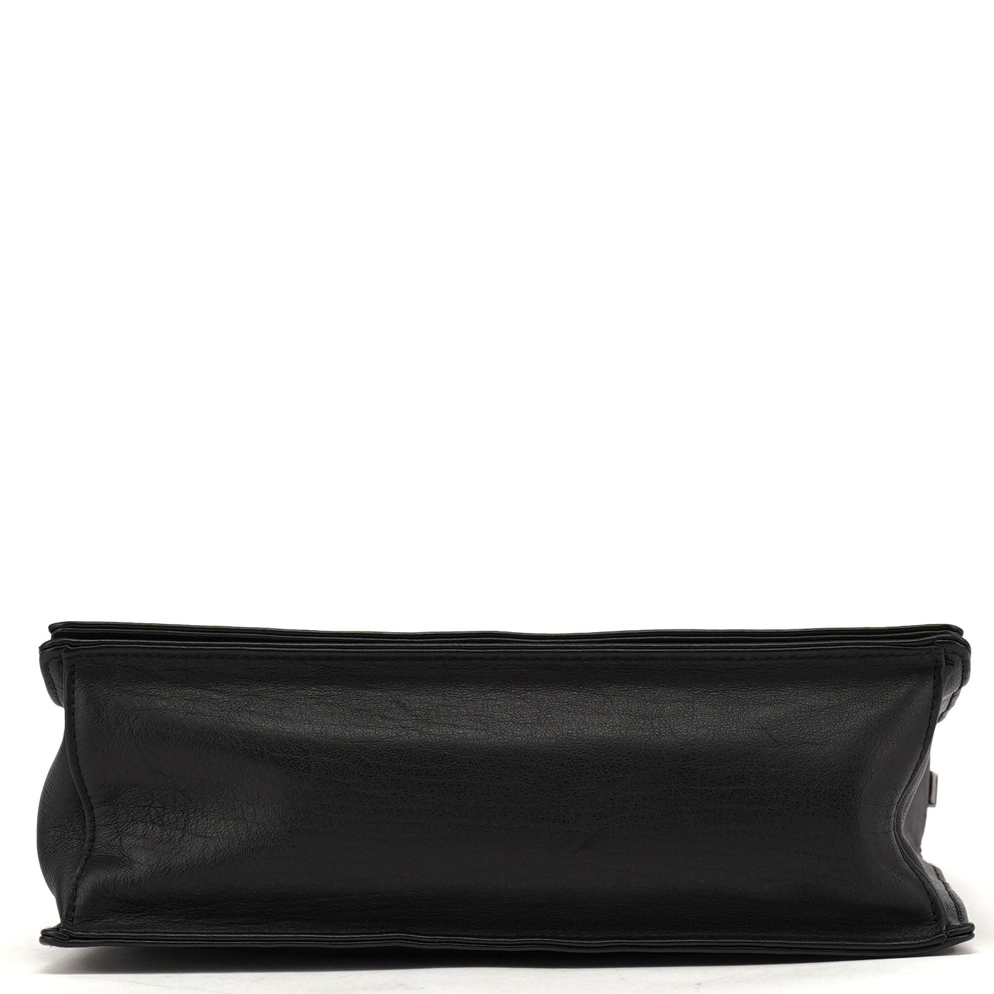 Black Calfskin Bamboo Flap Shoulder Bag
