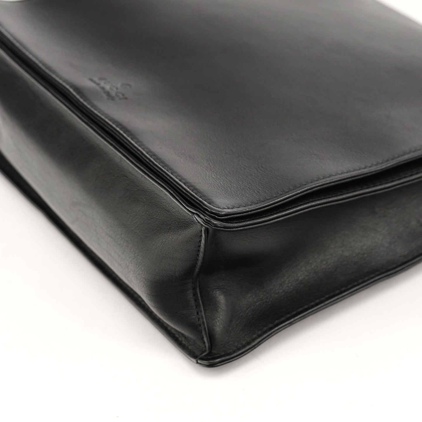 Black Calfskin Bamboo Flap Shoulder Bag