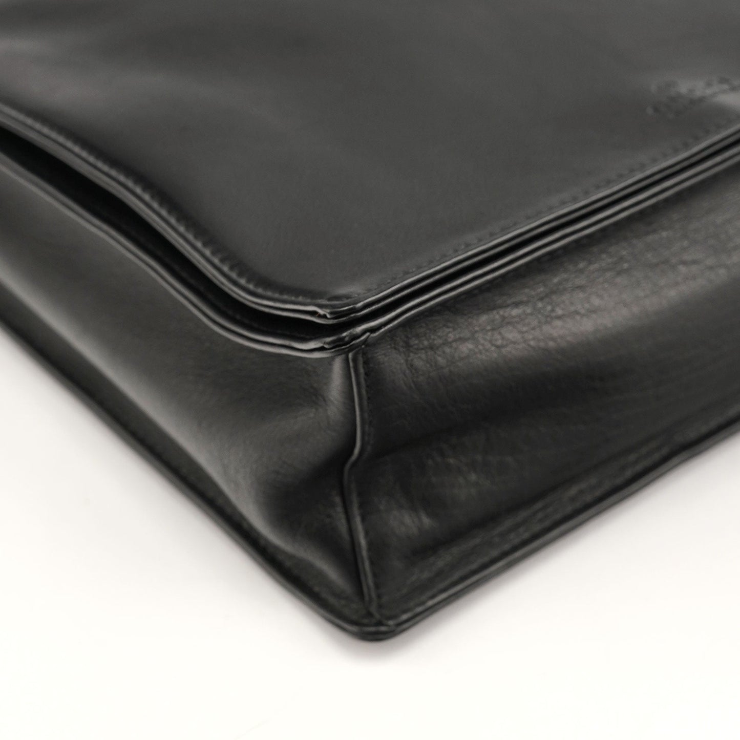 Black Calfskin Bamboo Flap Shoulder Bag