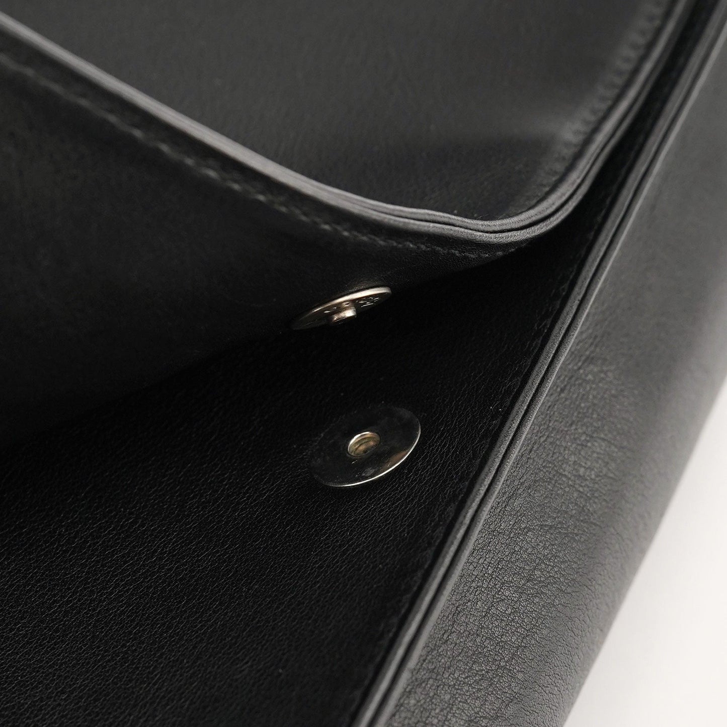 Black Calfskin Bamboo Flap Shoulder Bag