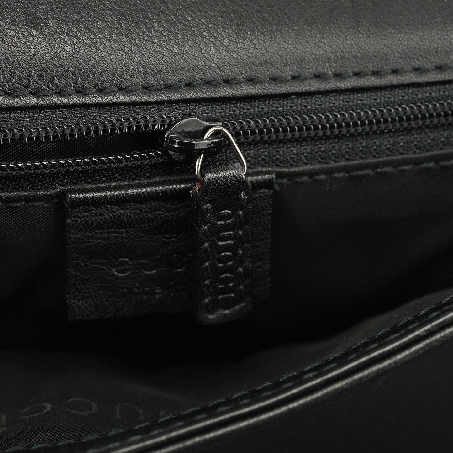 Black Calfskin Bamboo Flap Shoulder Bag