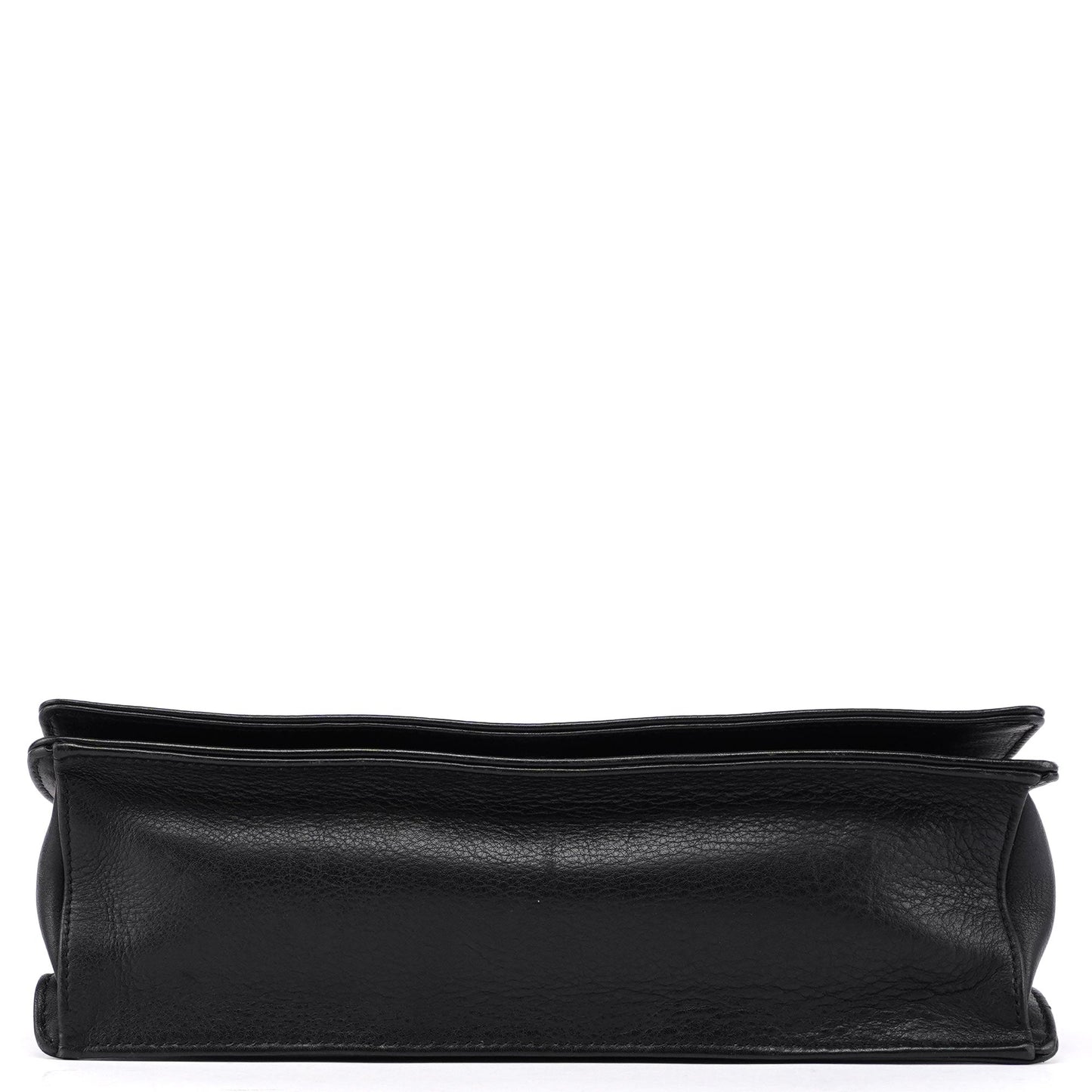 Black Calfskin Bamboo Flap Shoulder Bag