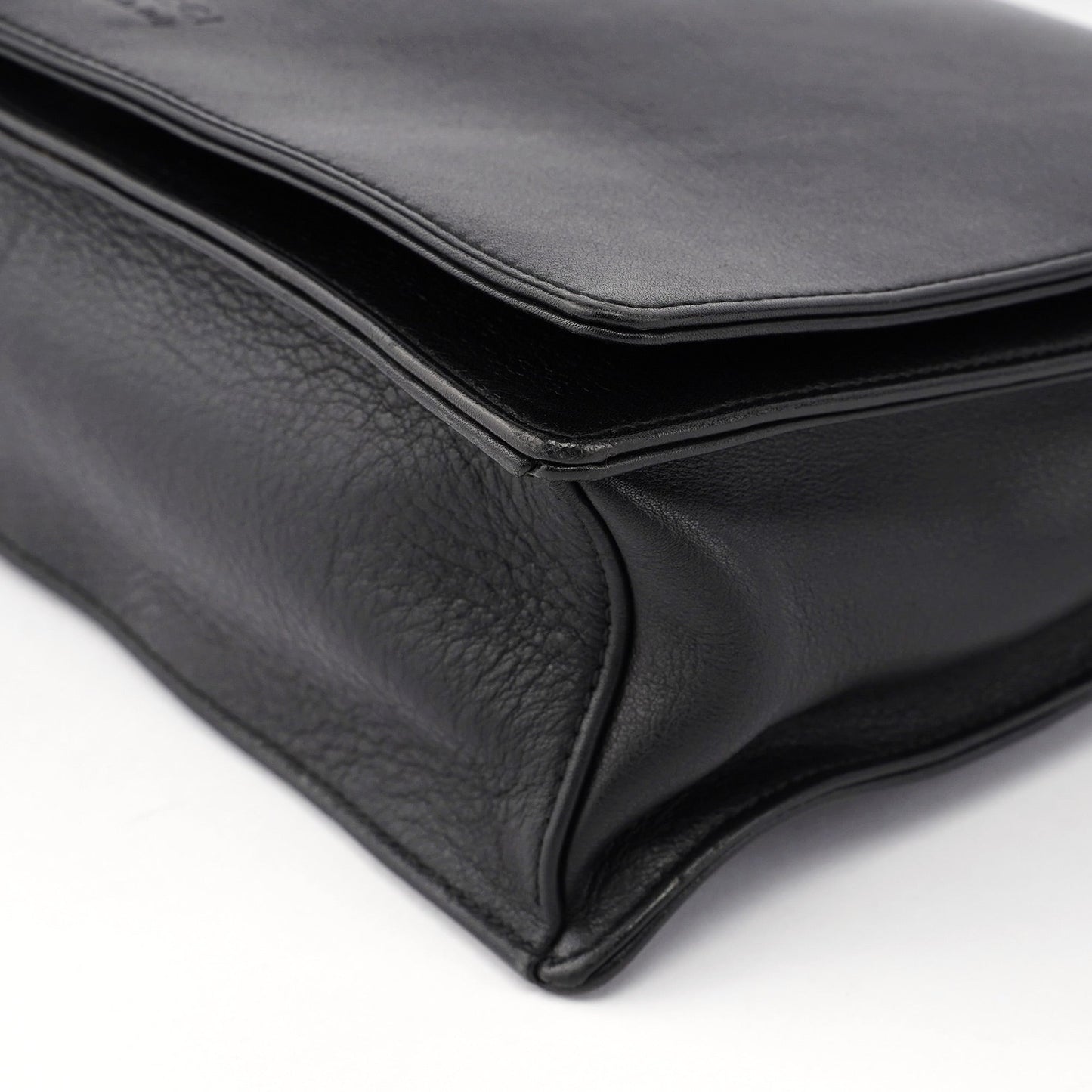 Black Calfskin Bamboo Flap Shoulder Bag