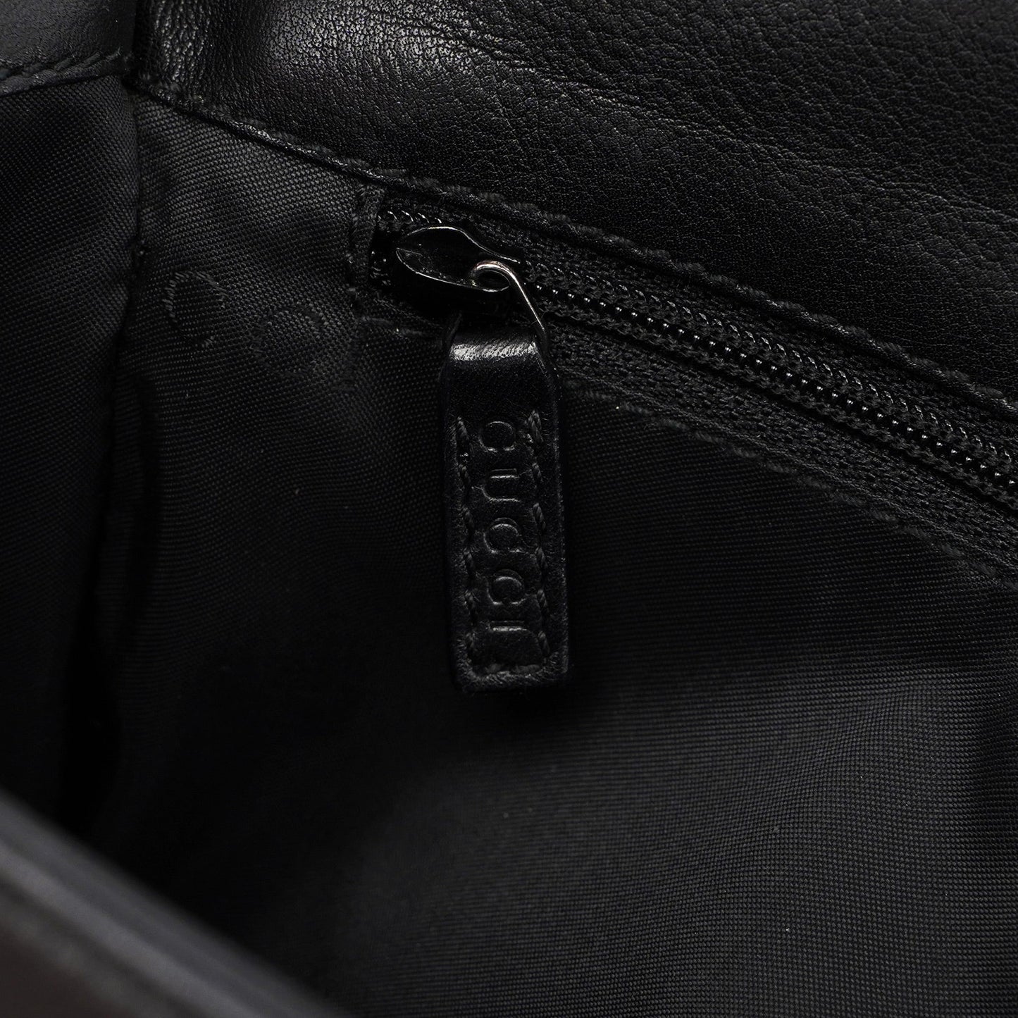 Black Calfskin Bamboo Flap Shoulder Bag