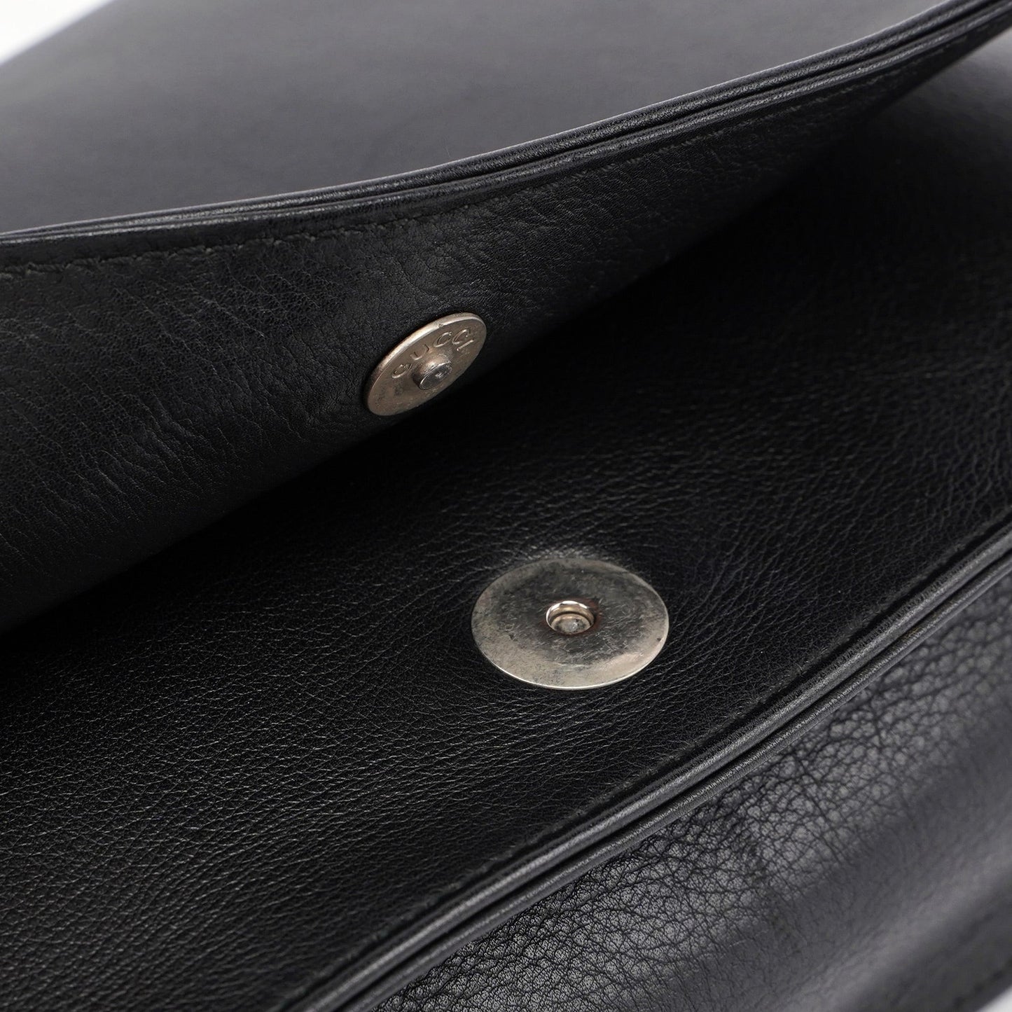 Black Calfskin Bamboo Flap Shoulder Bag