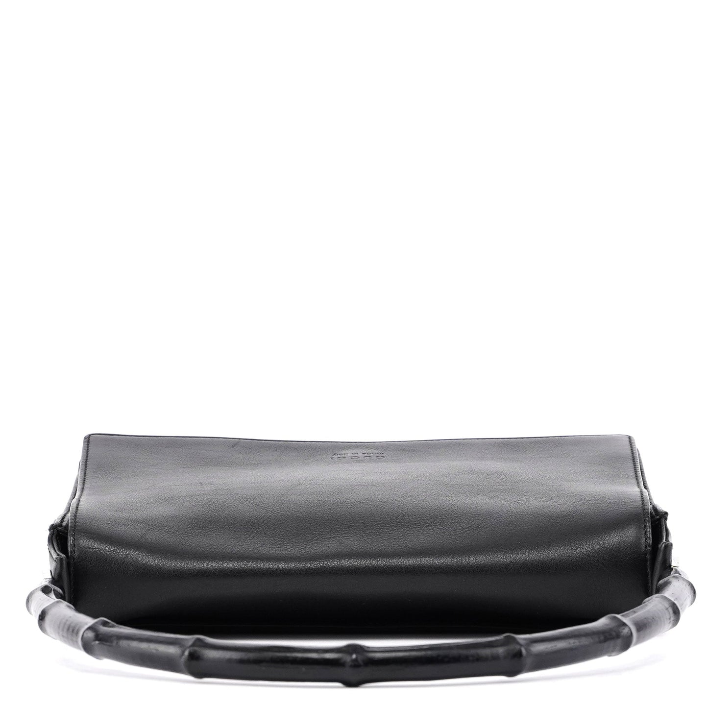 Black Calfskin Bamboo Flap Shoulder Bag