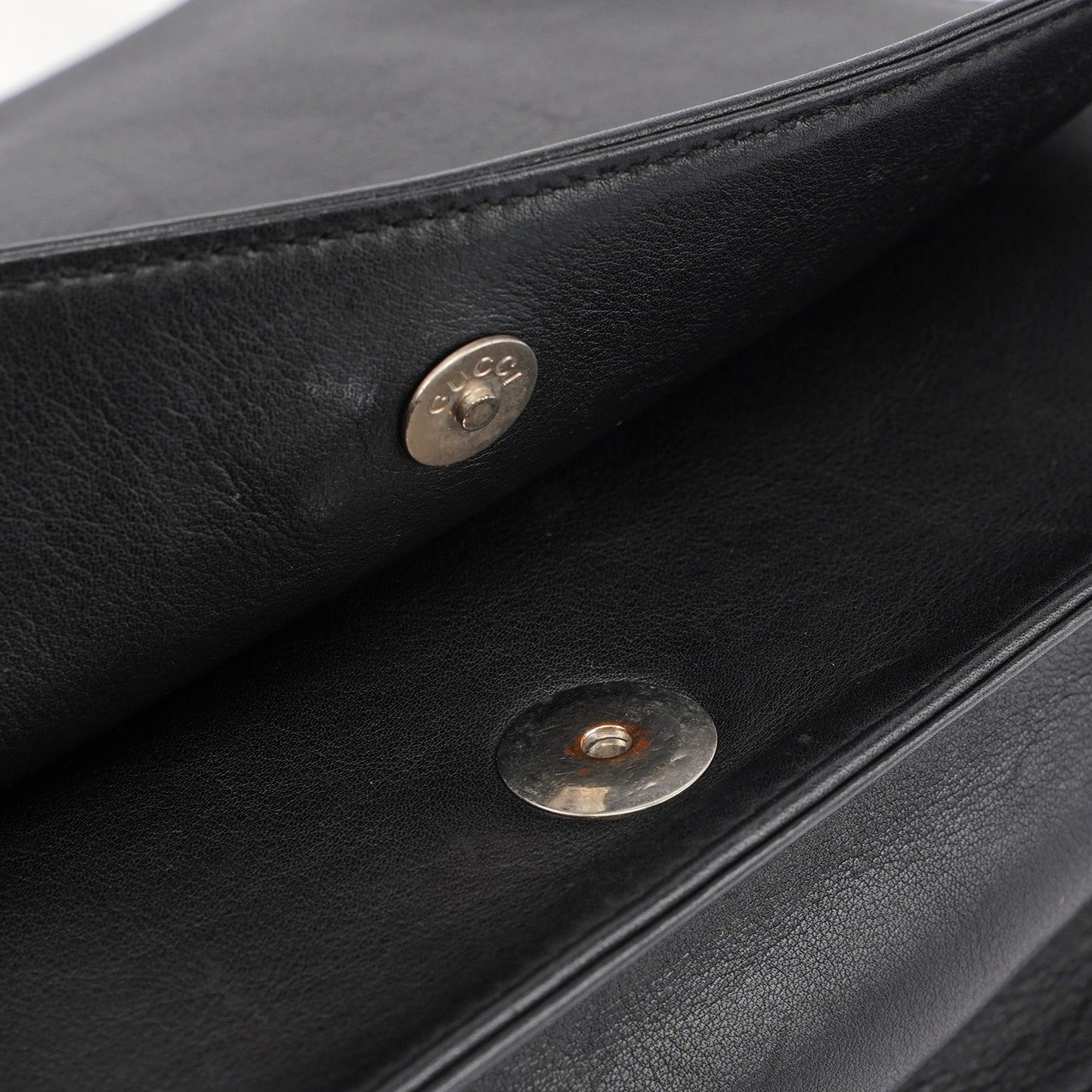 Black Calfskin Bamboo Flap Shoulder Bag