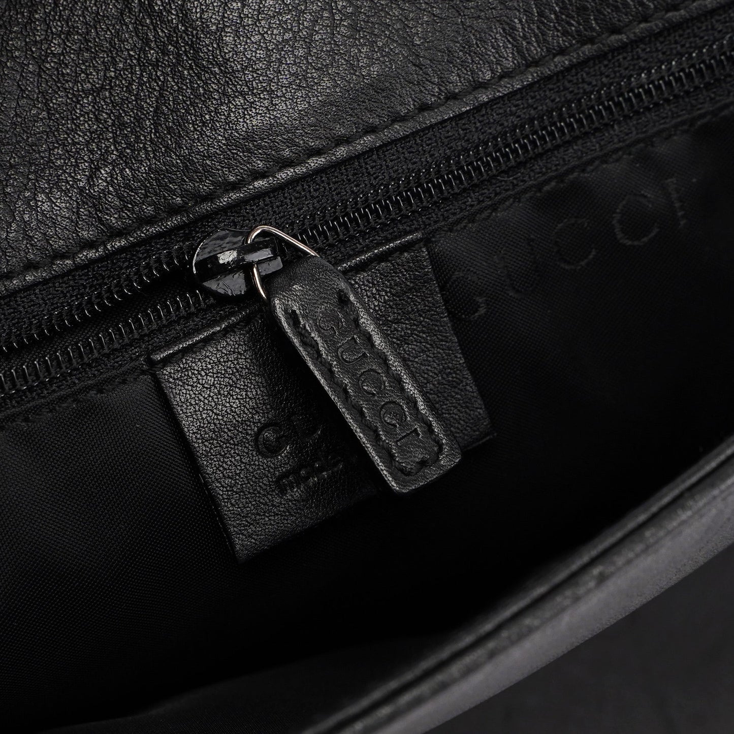 Black Calfskin Bamboo Flap Shoulder Bag