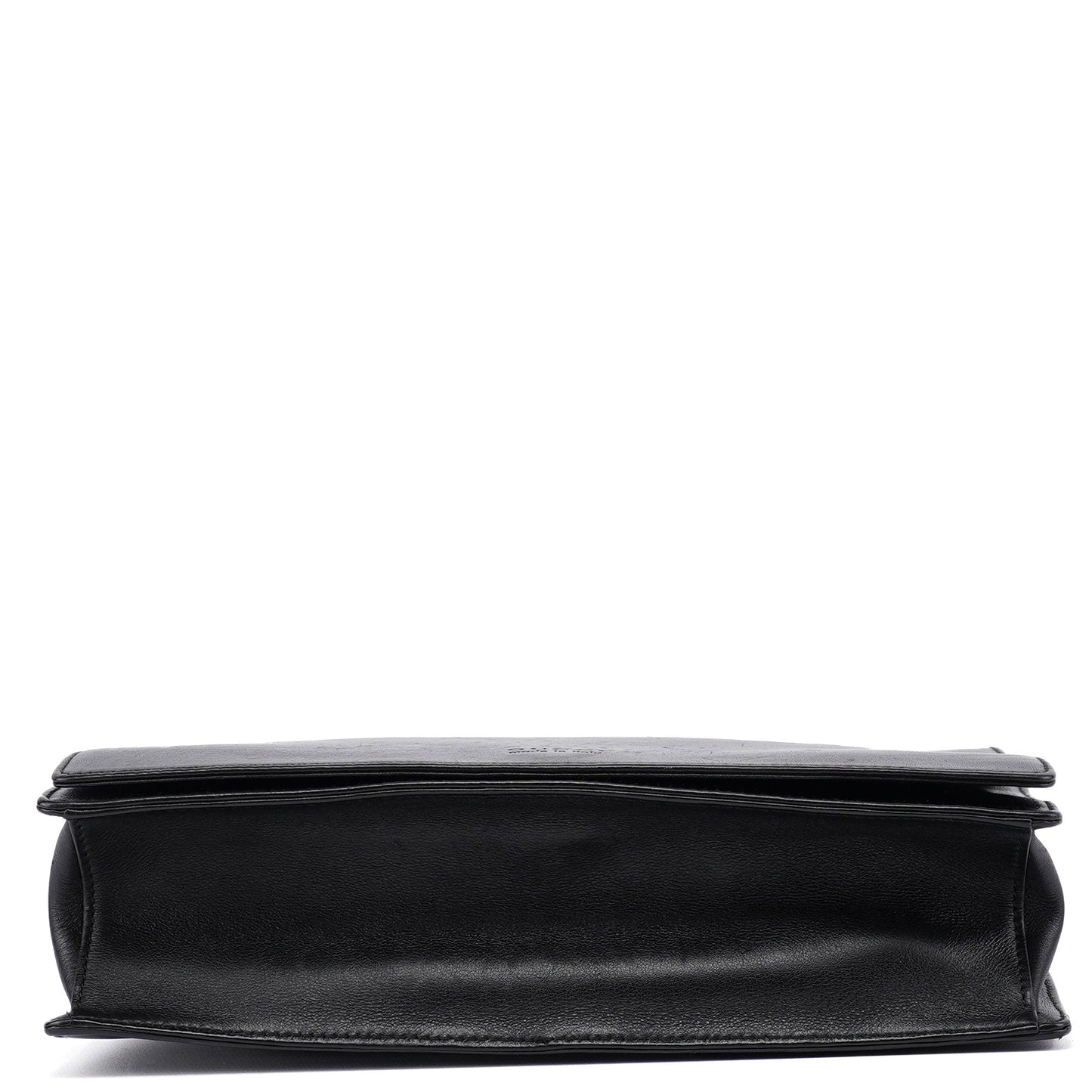 Black Calfskin Bamboo Flap Shoulder Bag