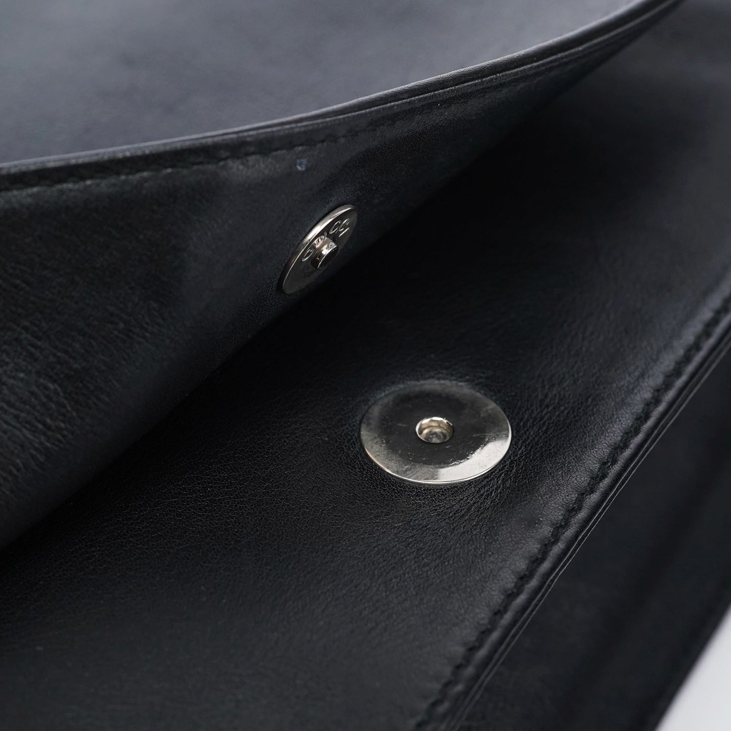 Black Calfskin Bamboo Flap Shoulder Bag