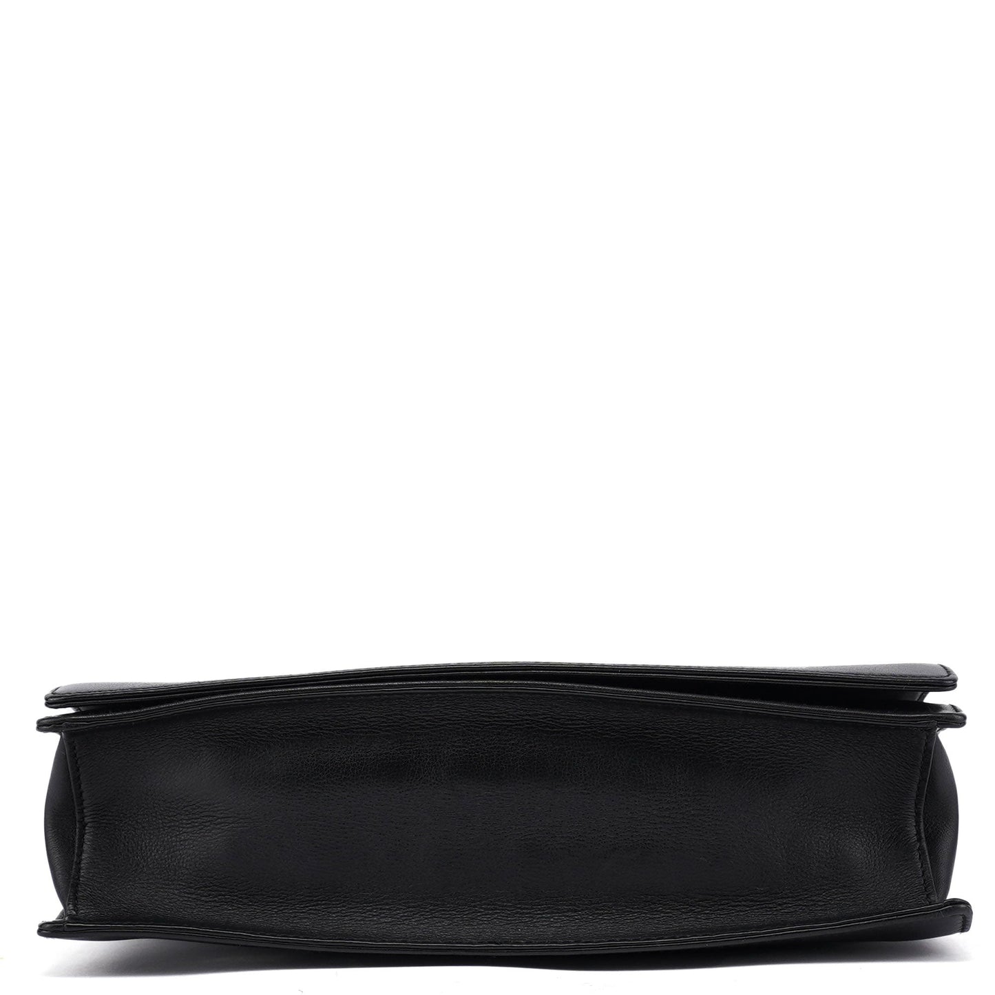 Black Calfskin Bamboo Flap Shoulder Bag