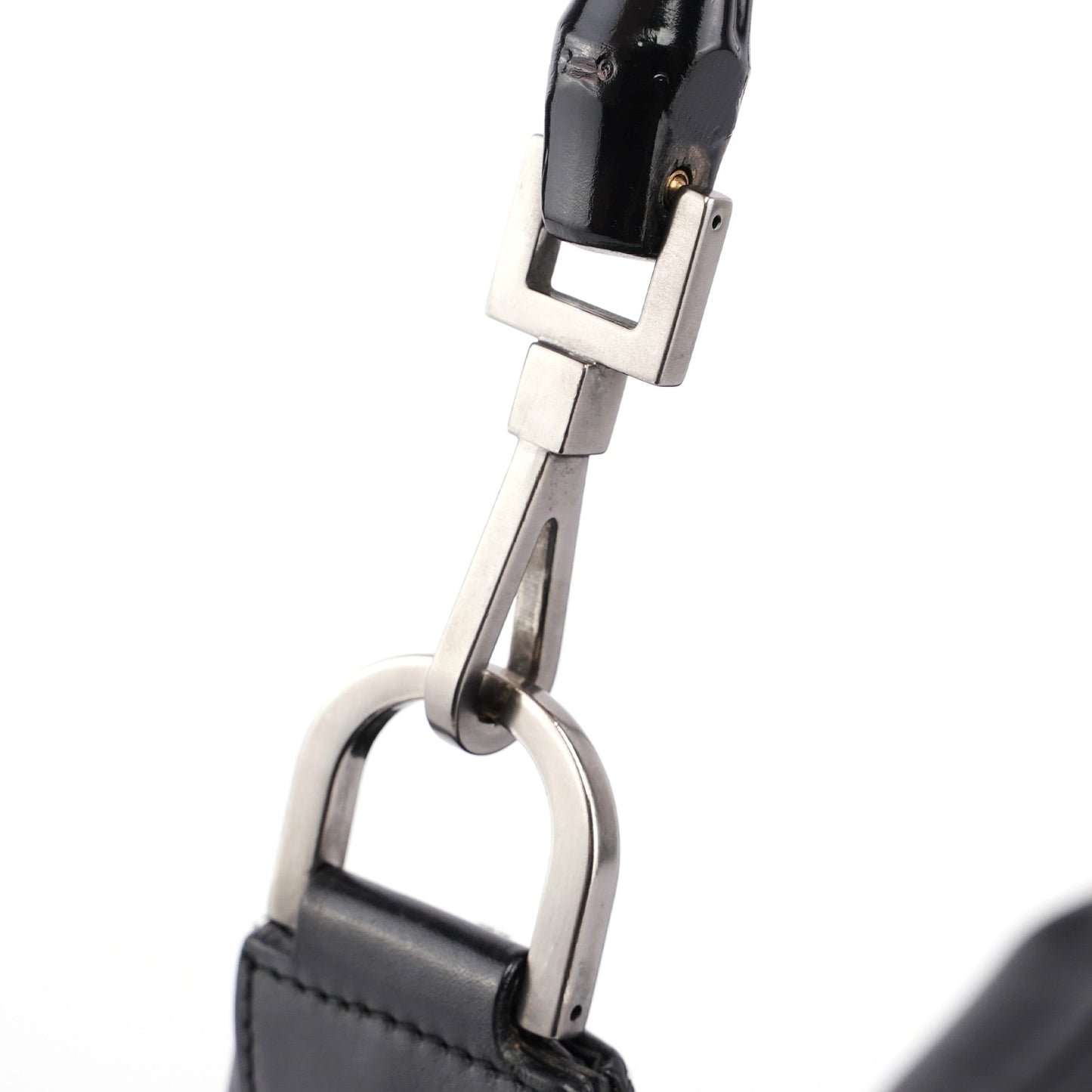 Black Calfskin Bamboo Shoulder Bag