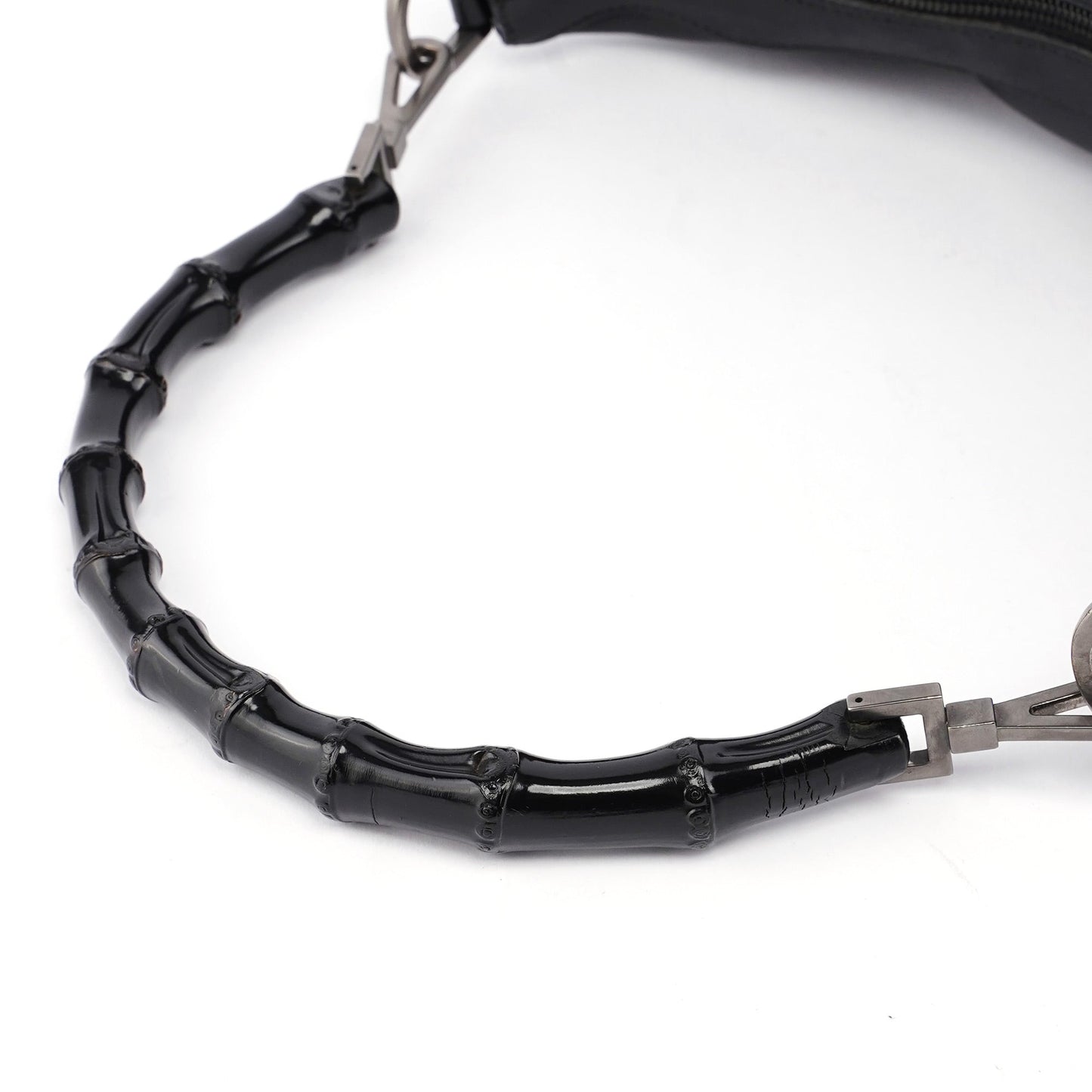 Black Calfskin Bamboo Shoulder Bag