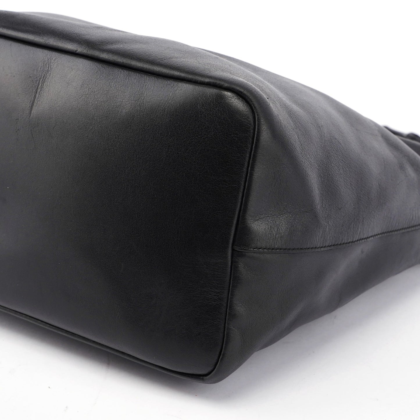 Black Calfskin Bamboo Shoulder Bag