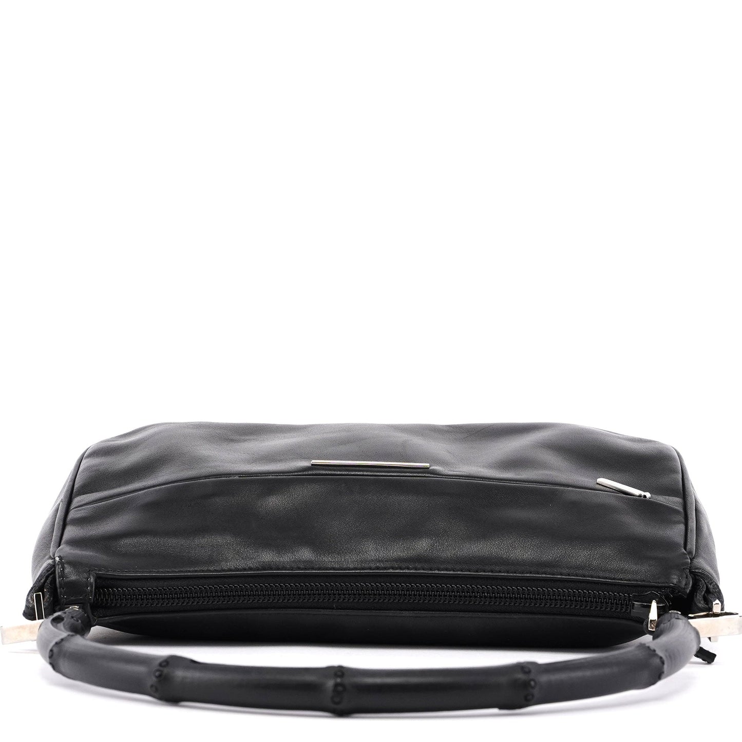 Black Calfskin Bamboo Shoulder Bag