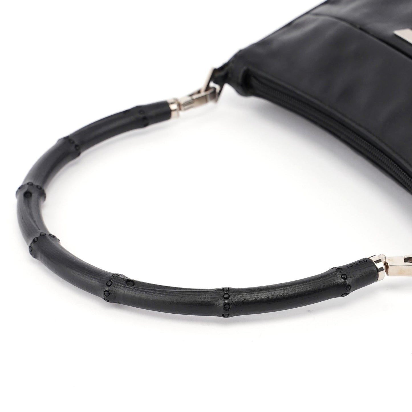 Black Calfskin Bamboo Shoulder Bag