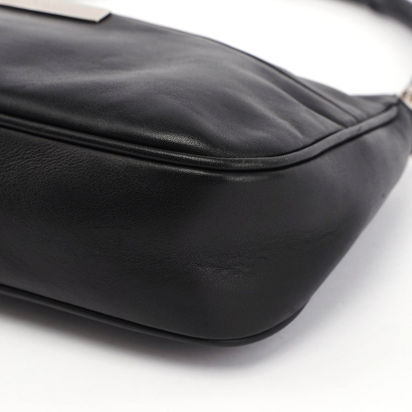 Black Calfskin Bamboo Shoulder Bag