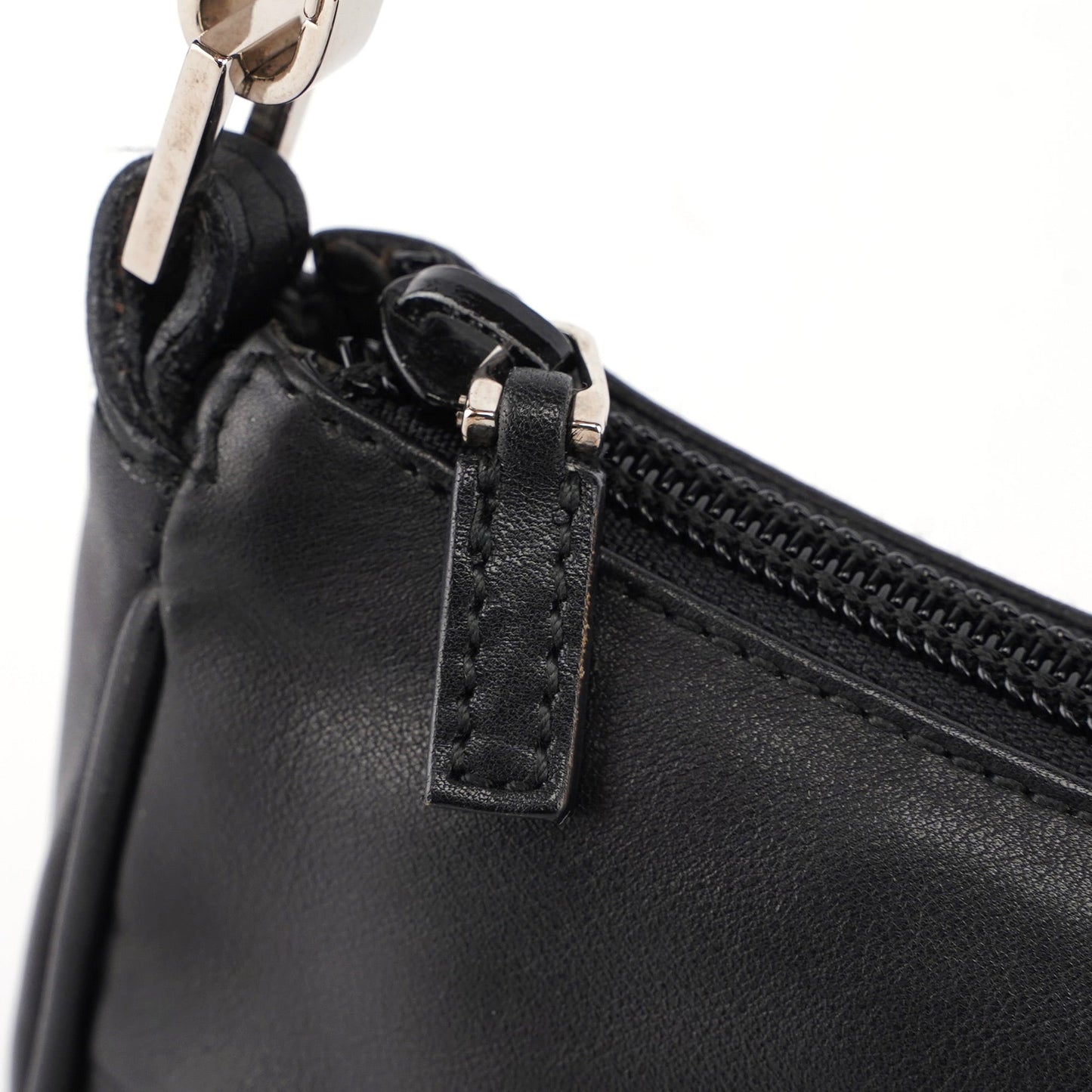 Black Calfskin Bamboo Shoulder Bag