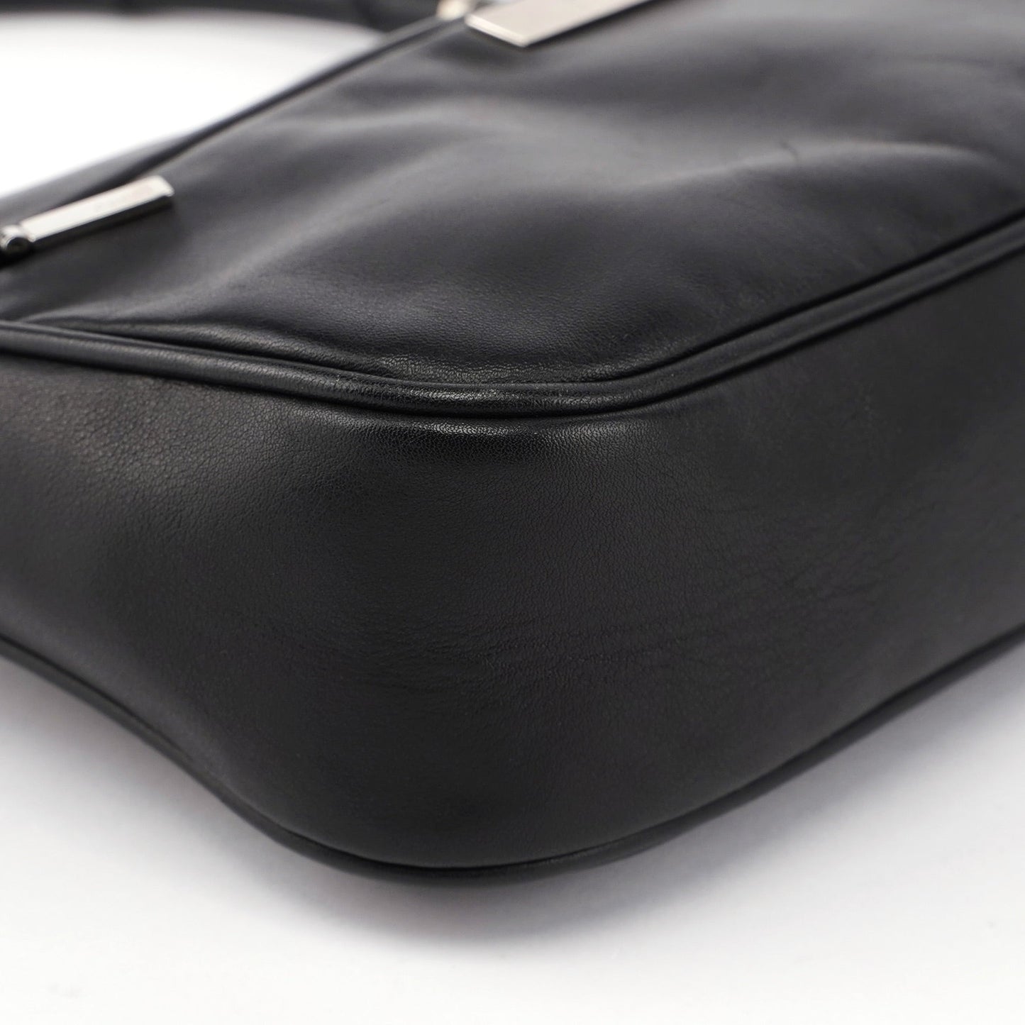 Black Calfskin Bamboo Shoulder Bag