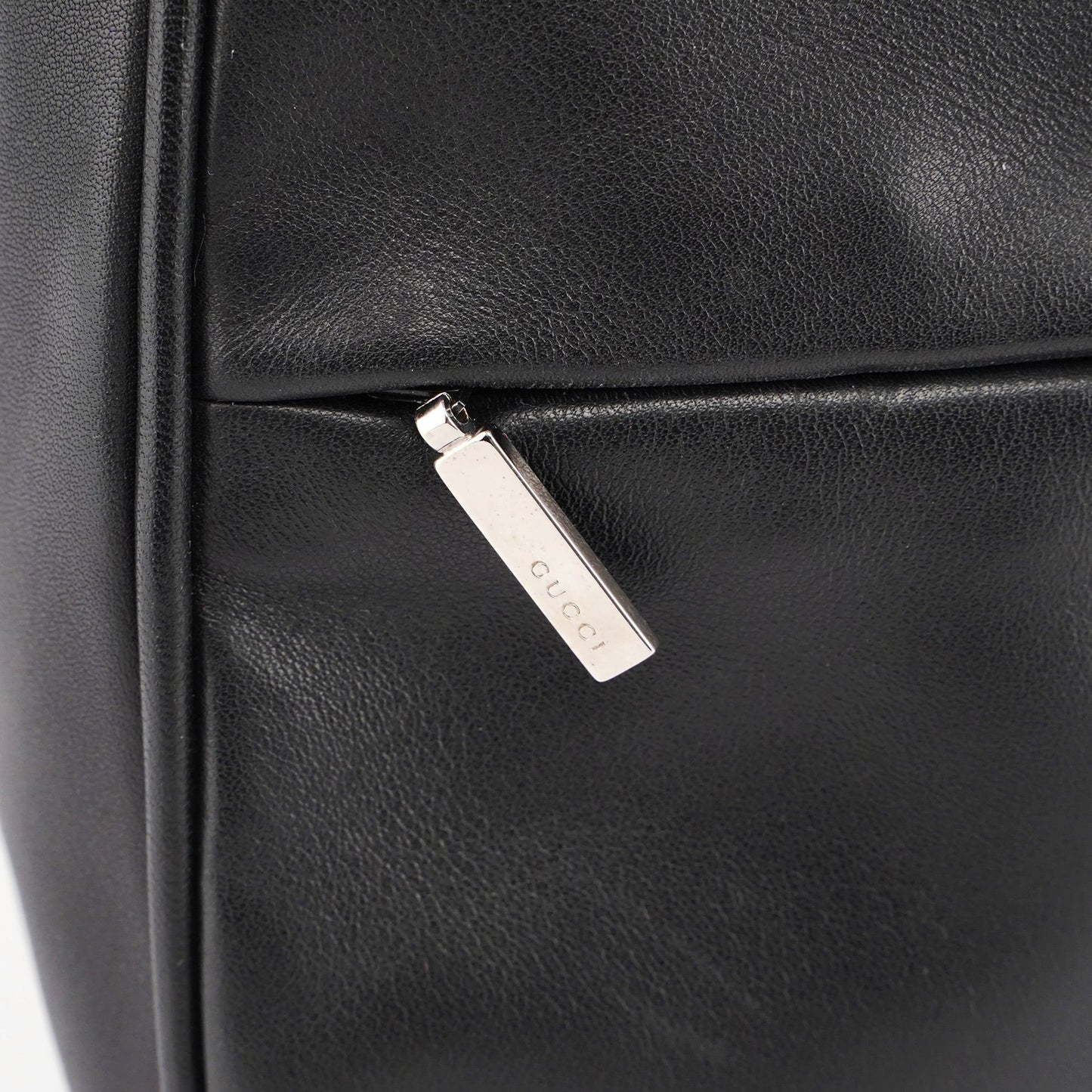 Black Calfskin Bamboo Shoulder Bag