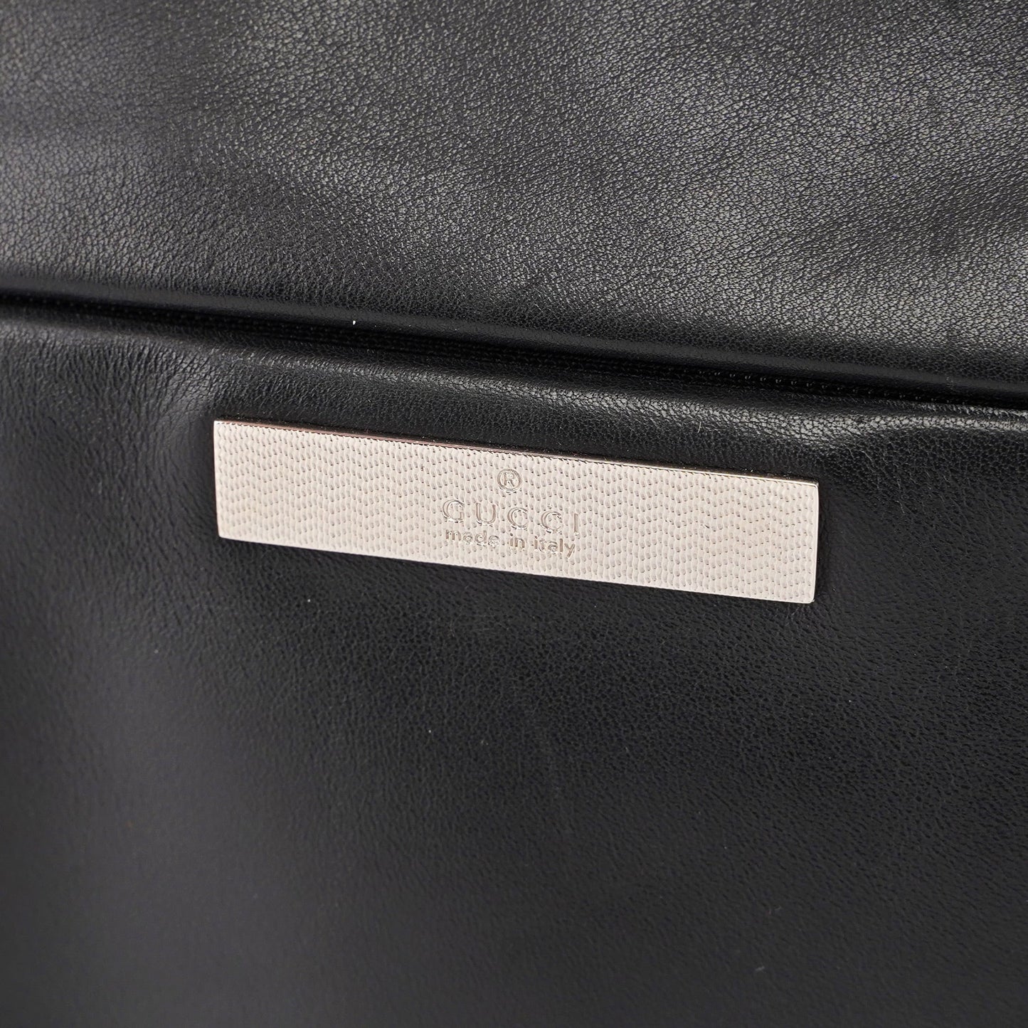 Black Calfskin Bamboo Shoulder Bag