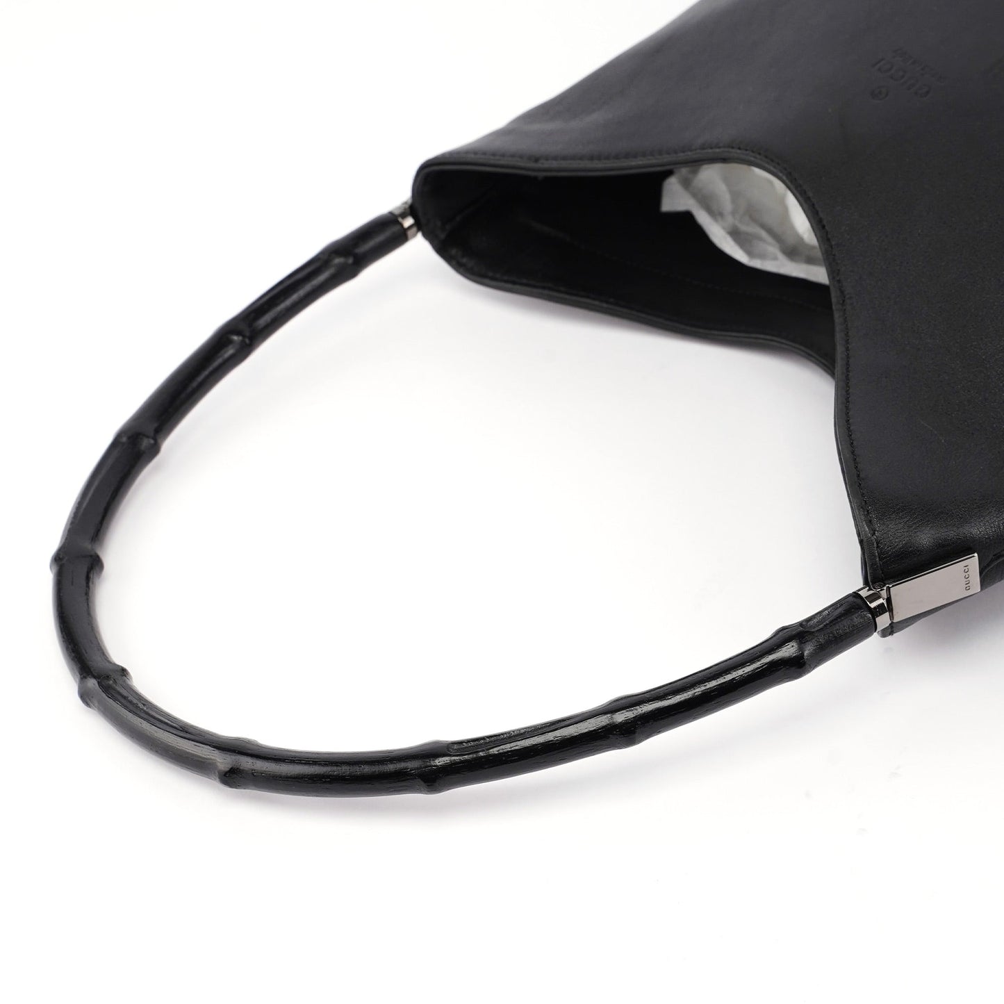 Black Calfskin Bamboo Shoulder Bag