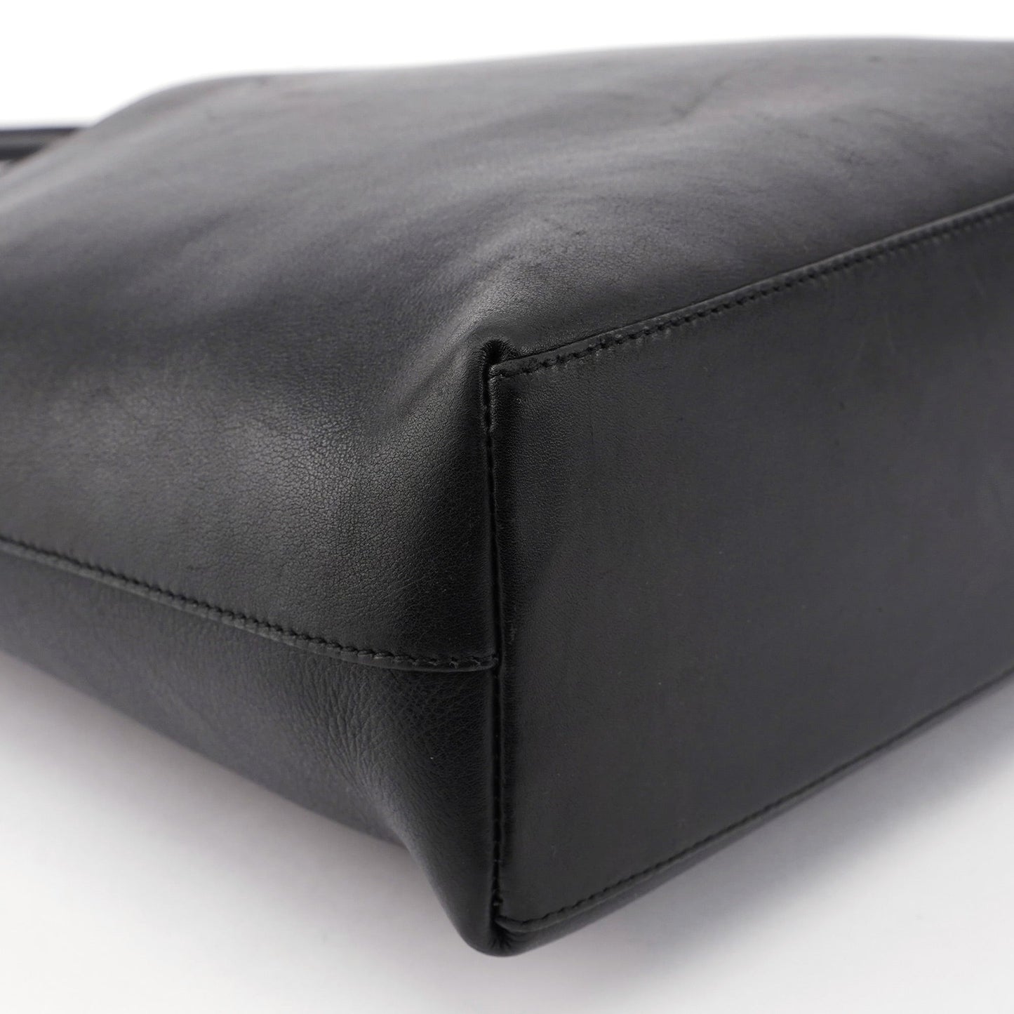 Black Calfskin Bamboo Shoulder Bag