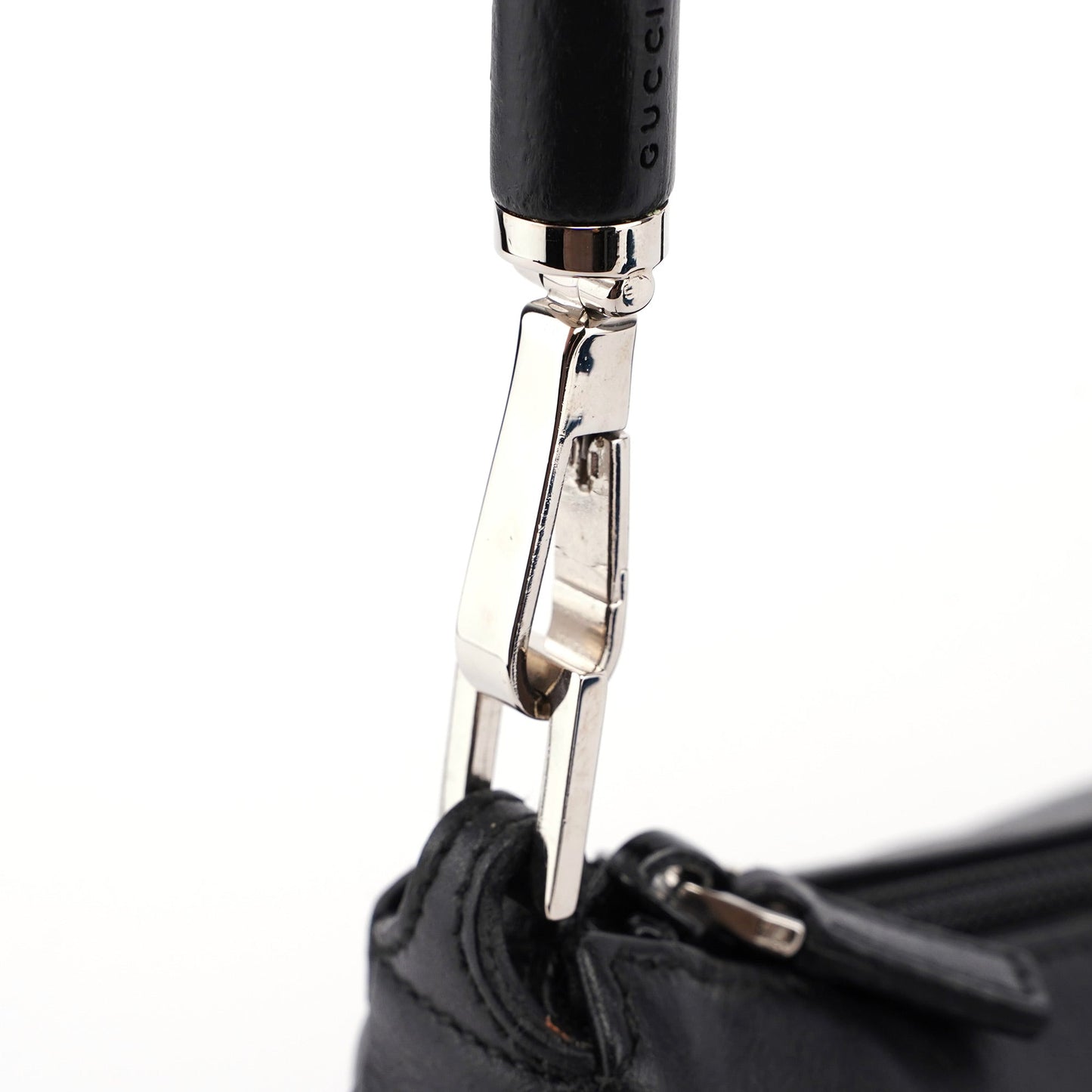 Black Calfskin Bamboo Shoulder Bag