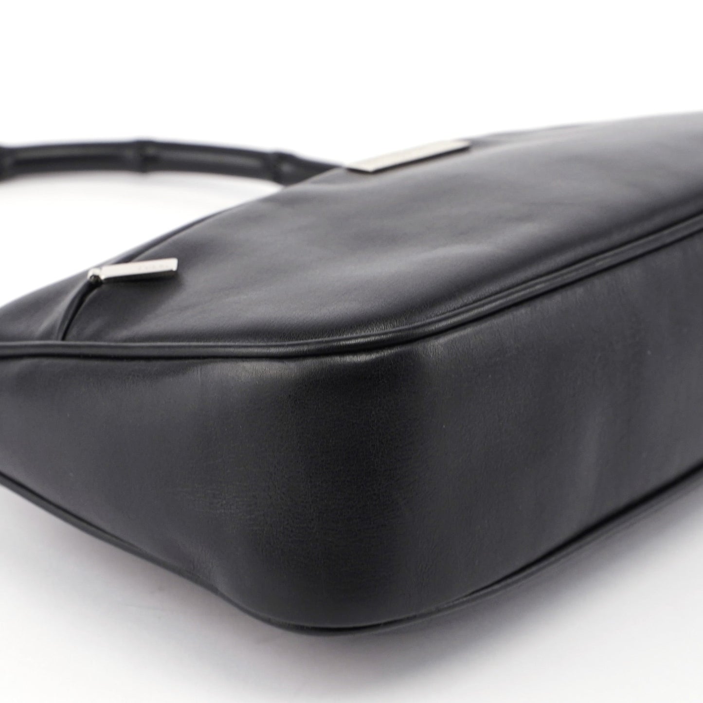 Black Calfskin Bamboo Shoulder Bag