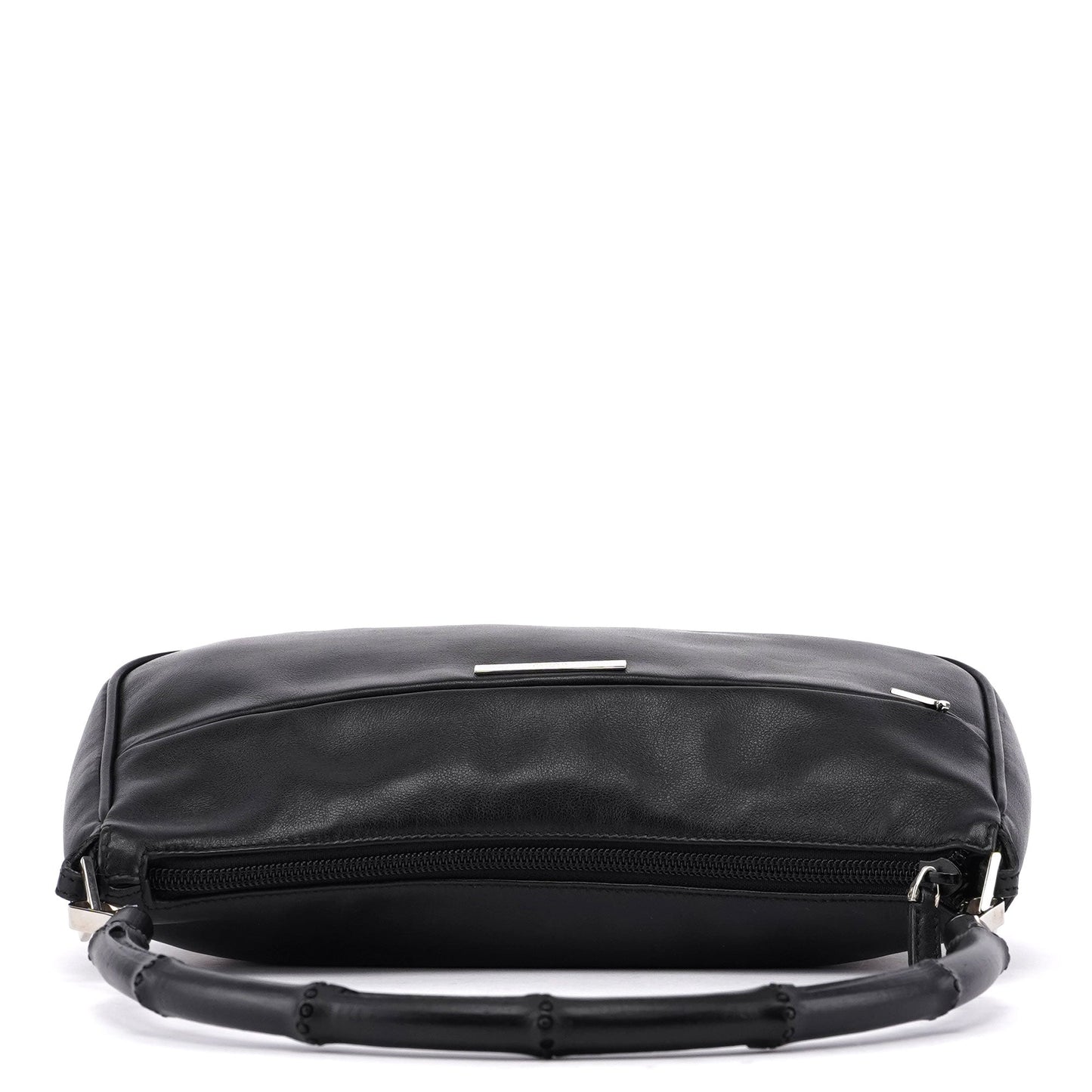Black Calfskin Bamboo Shoulder Bag