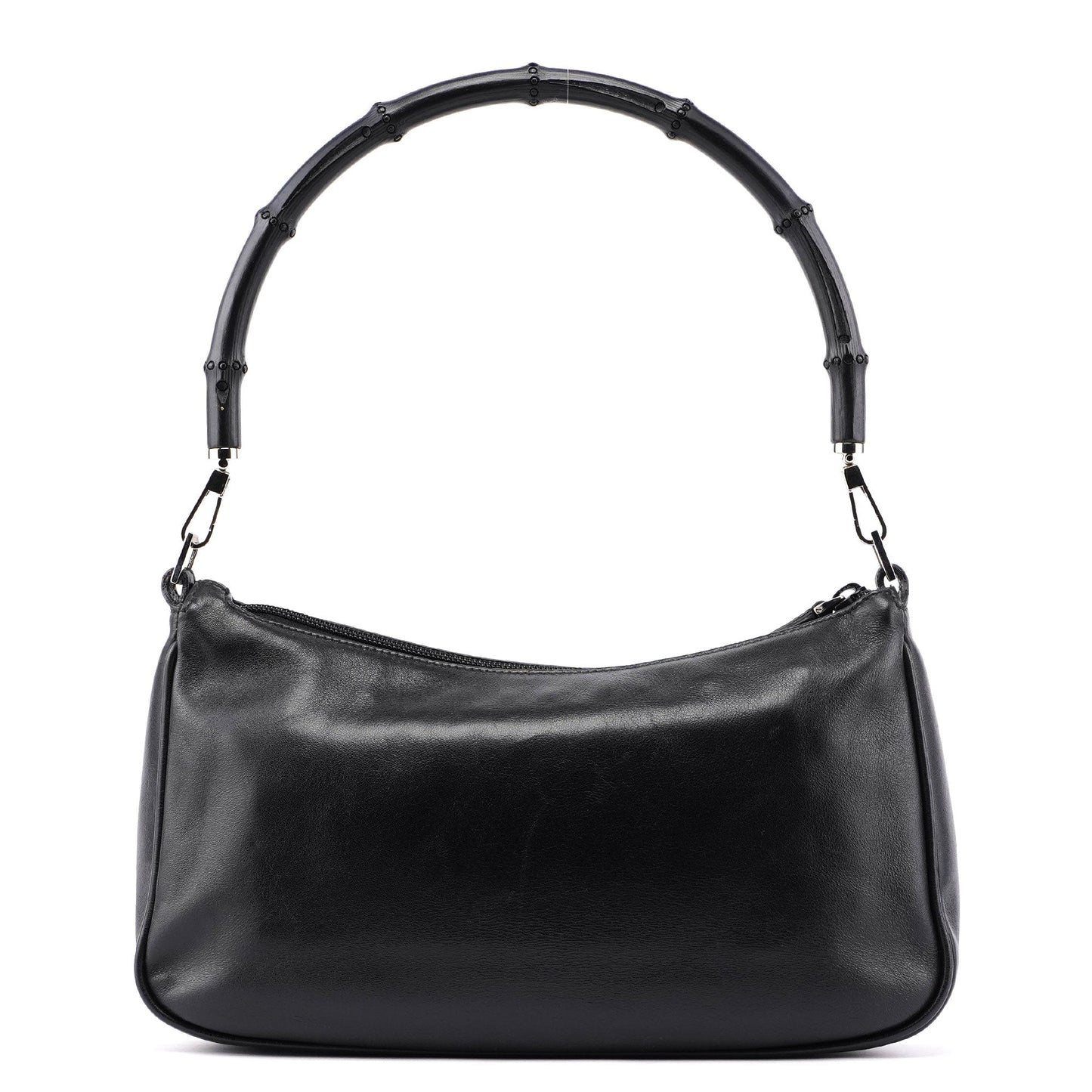 Black Calfskin Bamboo Shoulder Bag