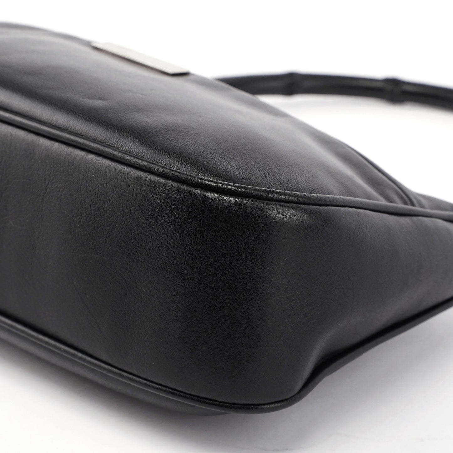 Black Calfskin Bamboo Shoulder Bag