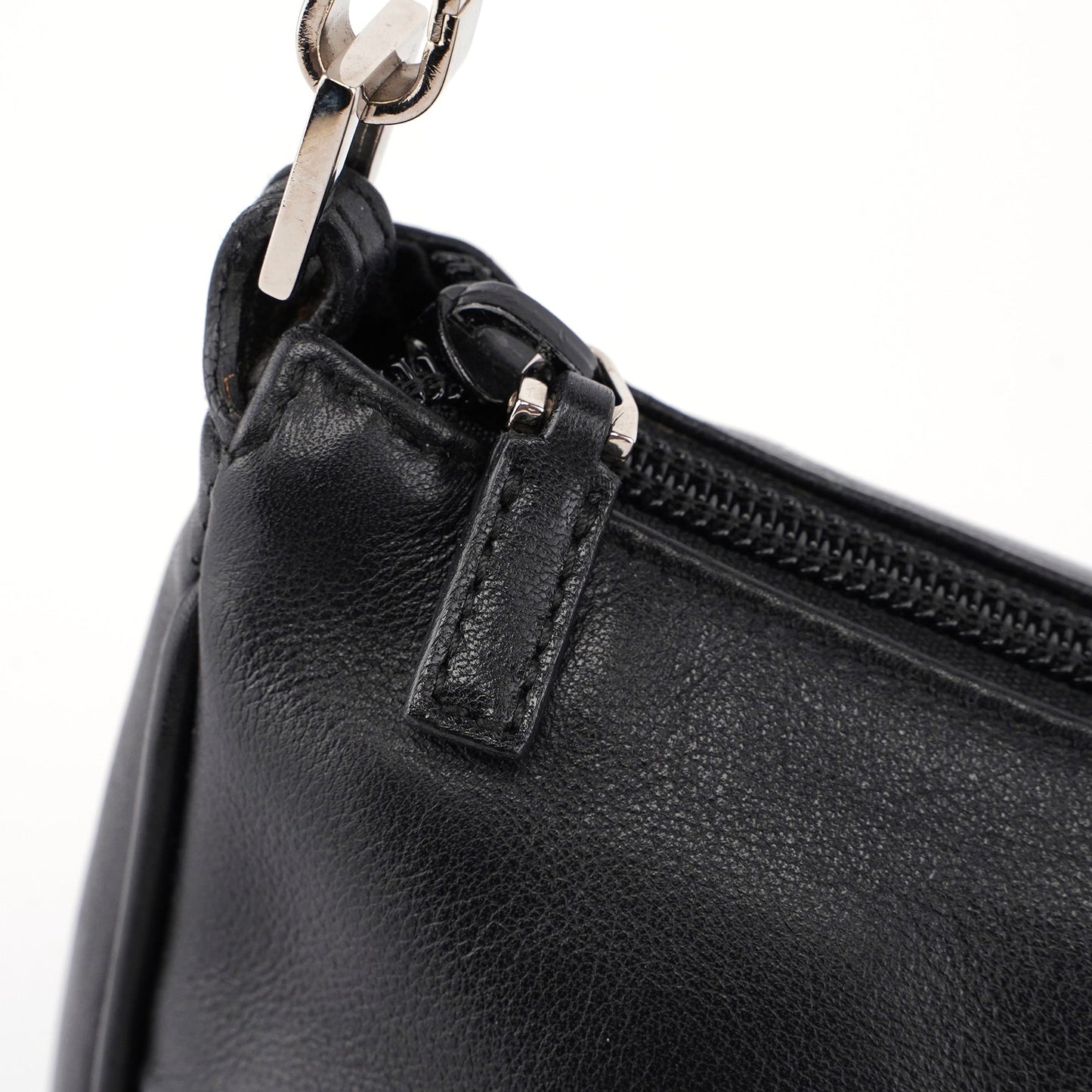 Black Calfskin Bamboo Shoulder Bag