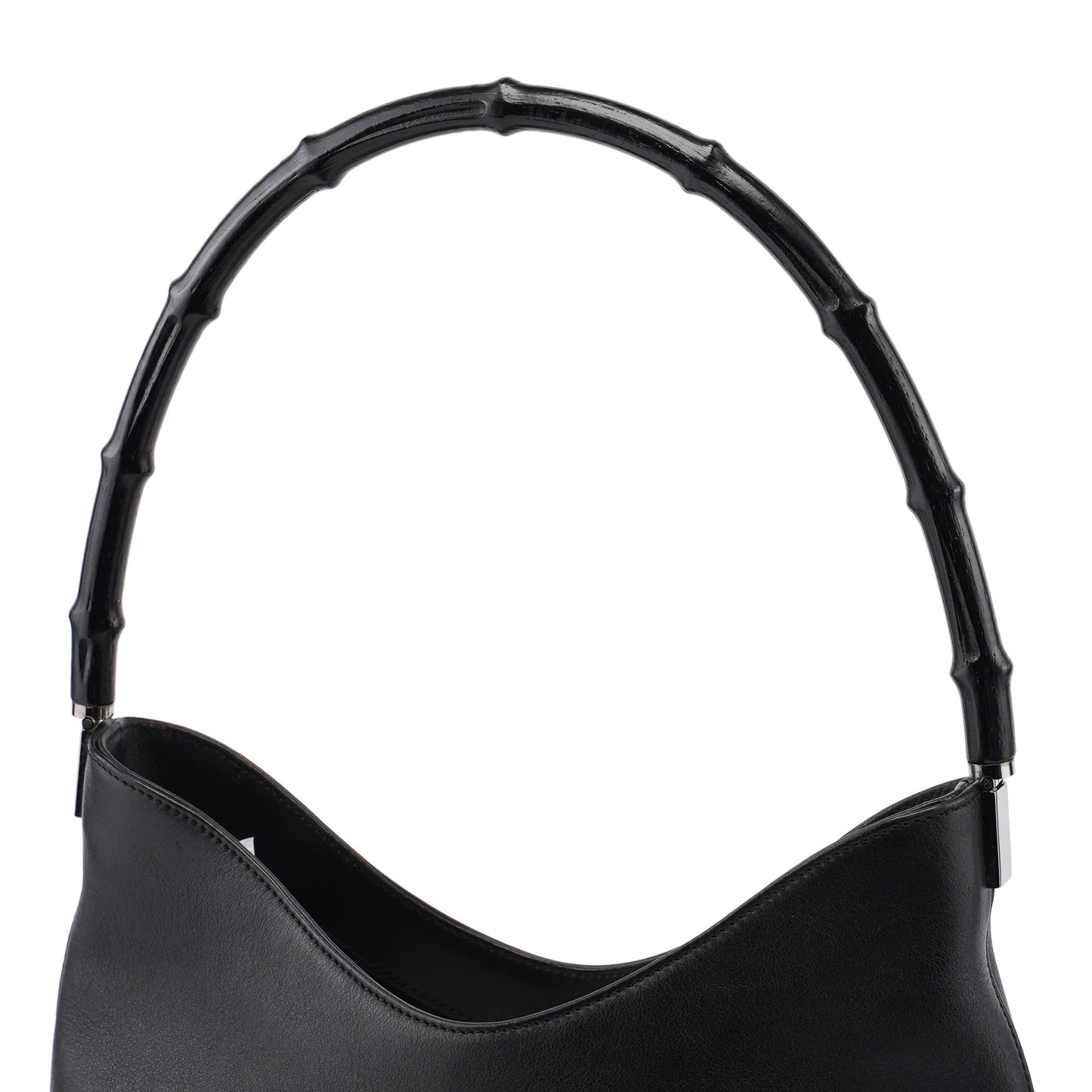 Black Calfskin Bamboo Shoulder Bag