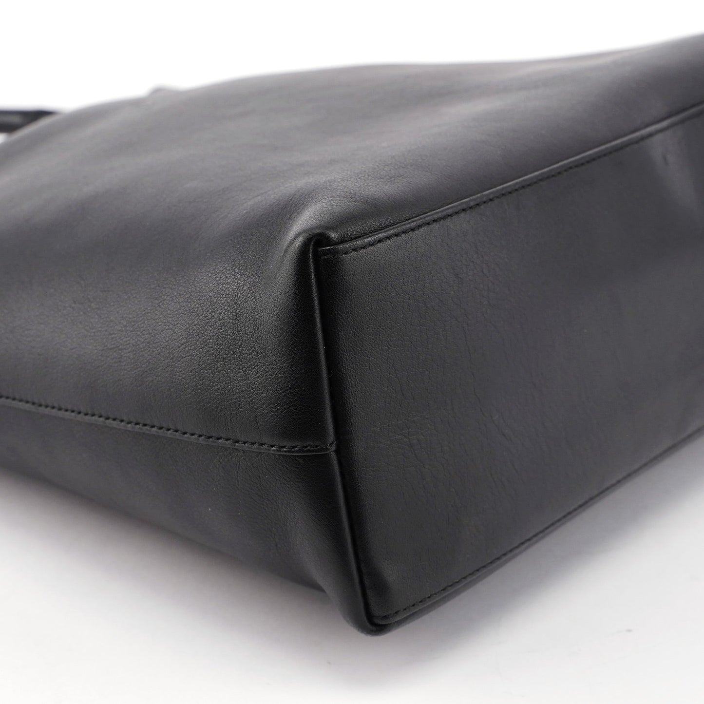 Black Calfskin Bamboo Shoulder Bag