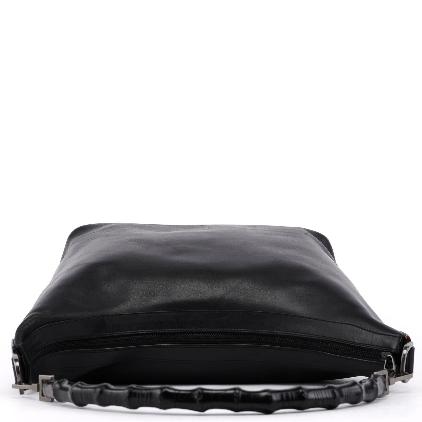 Black Calfskin Bamboo Shoulder Bag
