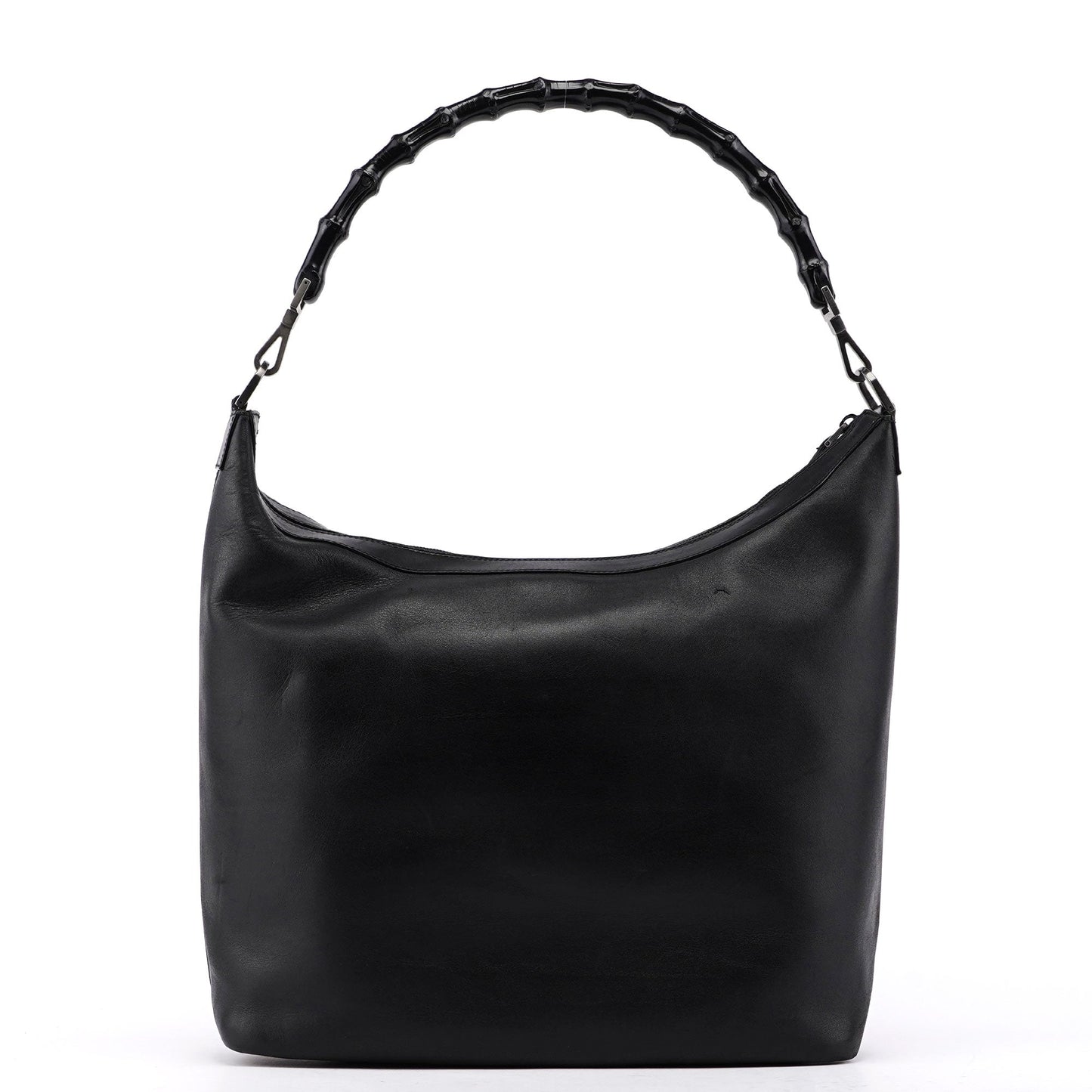 Black Calfskin Bamboo Shoulder Bag