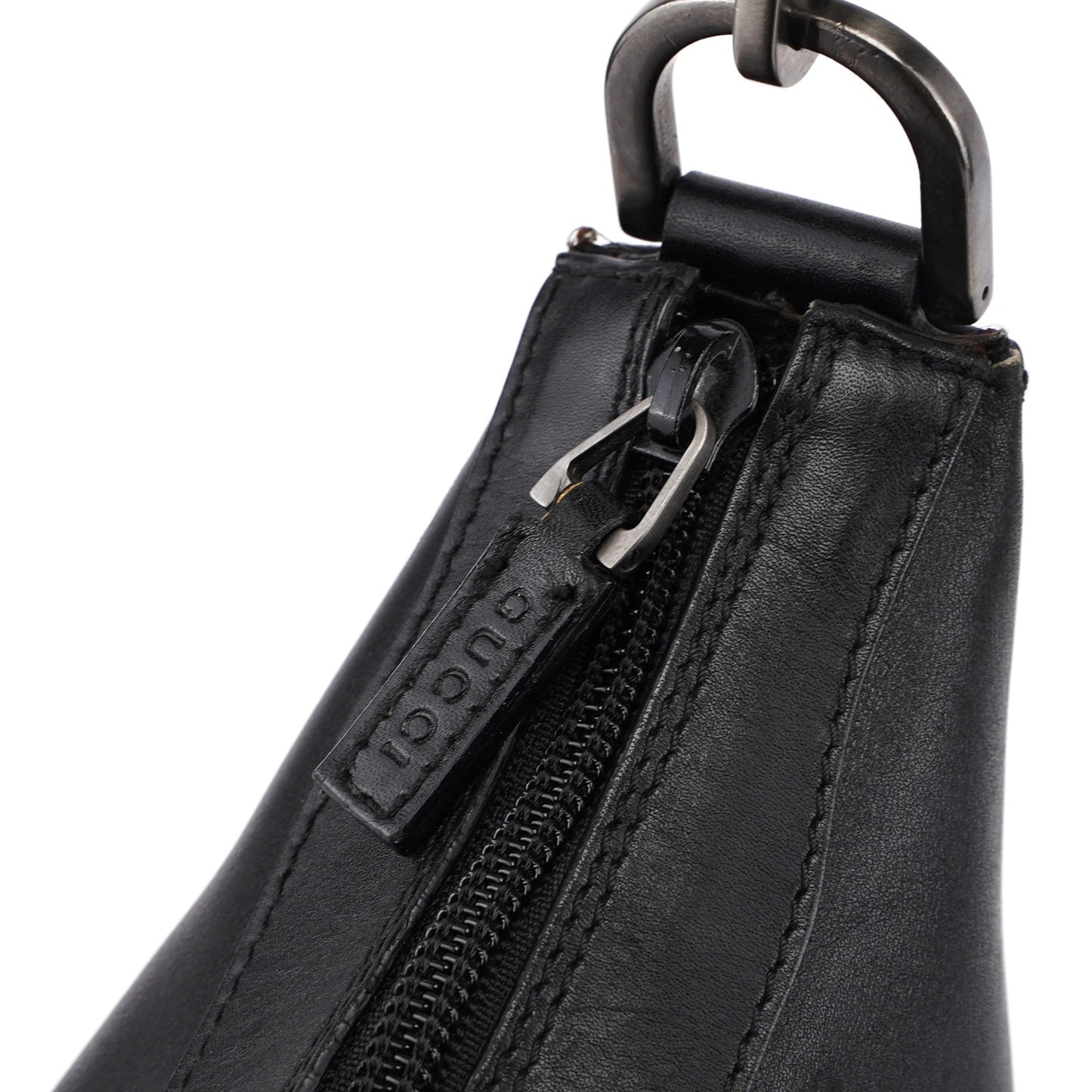 Black Calfskin Bamboo Shoulder Bag