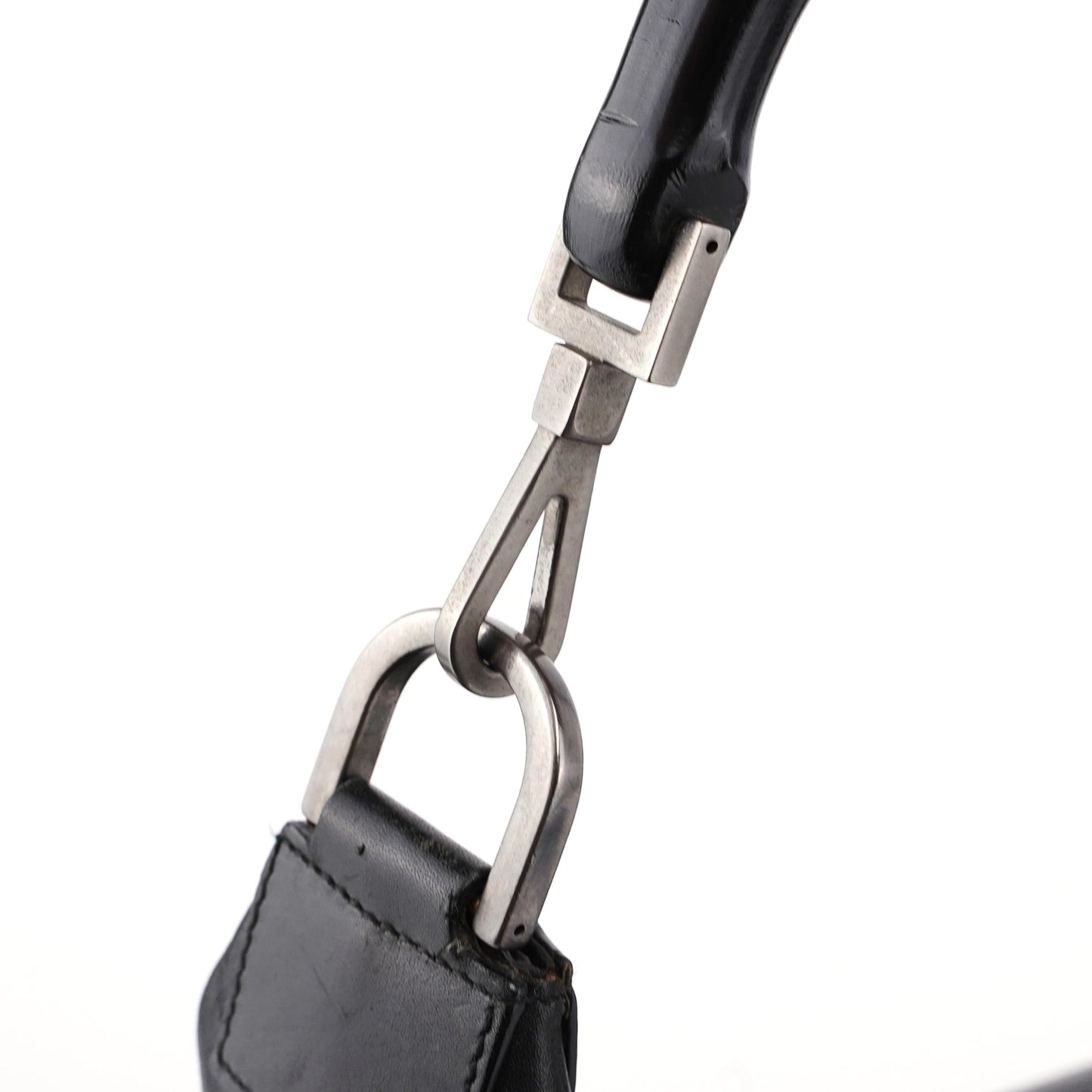 Black Calfskin Bamboo Shoulder Bag