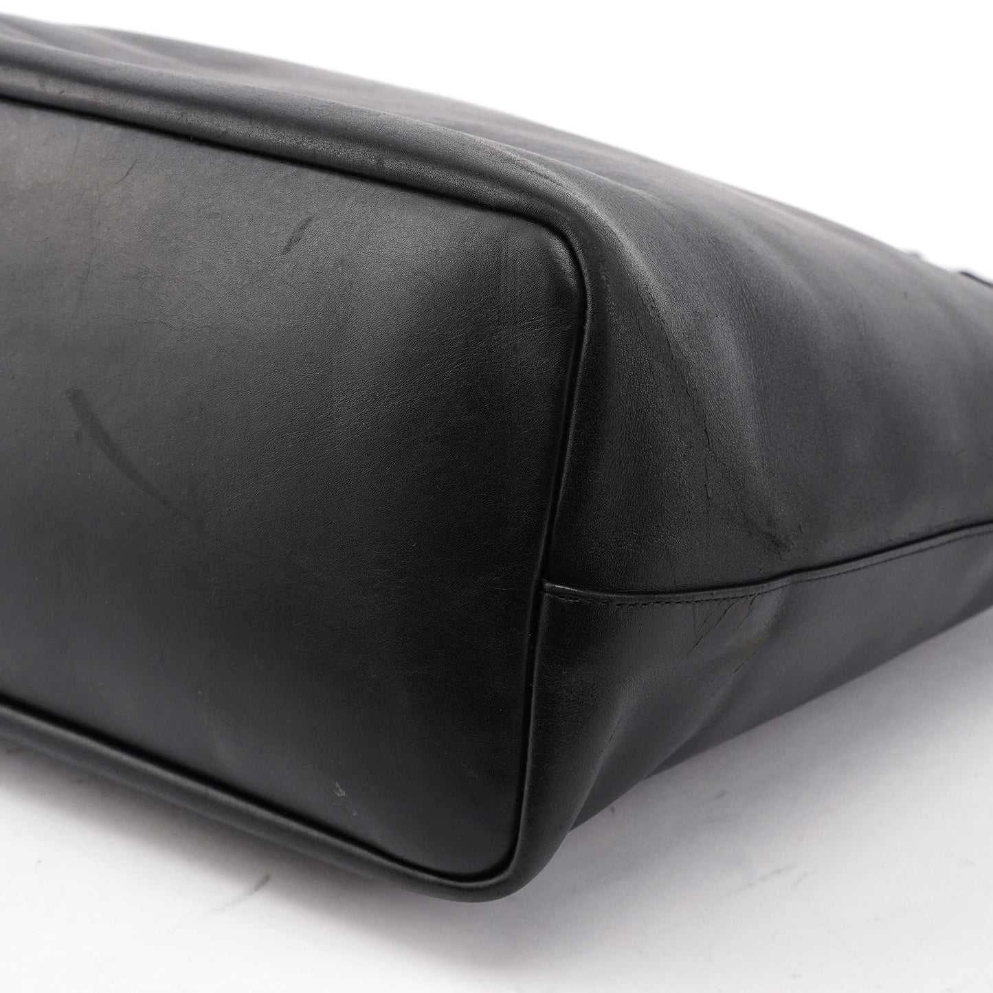 Black Calfskin Bamboo Shoulder Bag