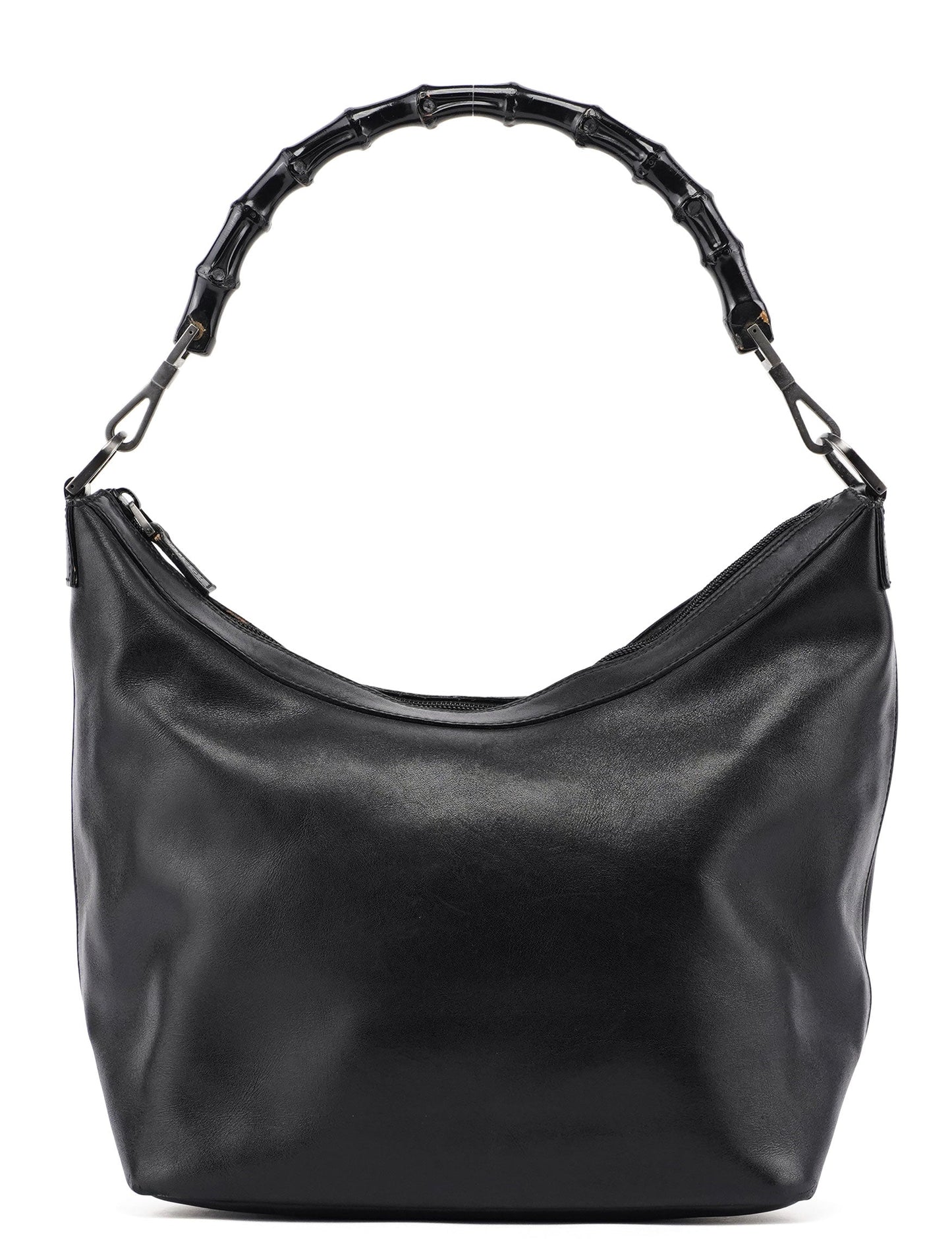 Black Calfskin Bamboo Shoulder Bag